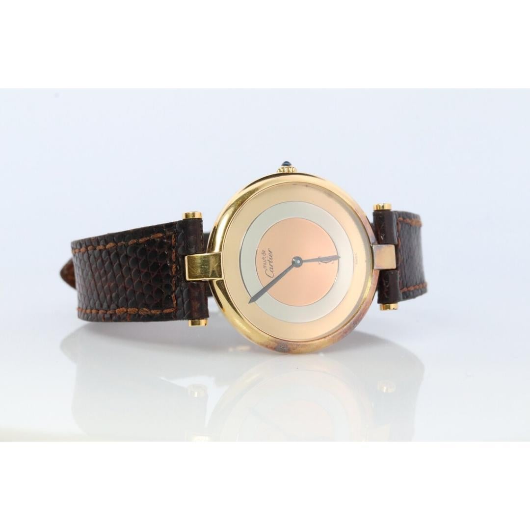 Women's Vintage Must de Cartier Large Vendome Trinity Watch. ARGENT Cartier 925 Vermeil For Sale