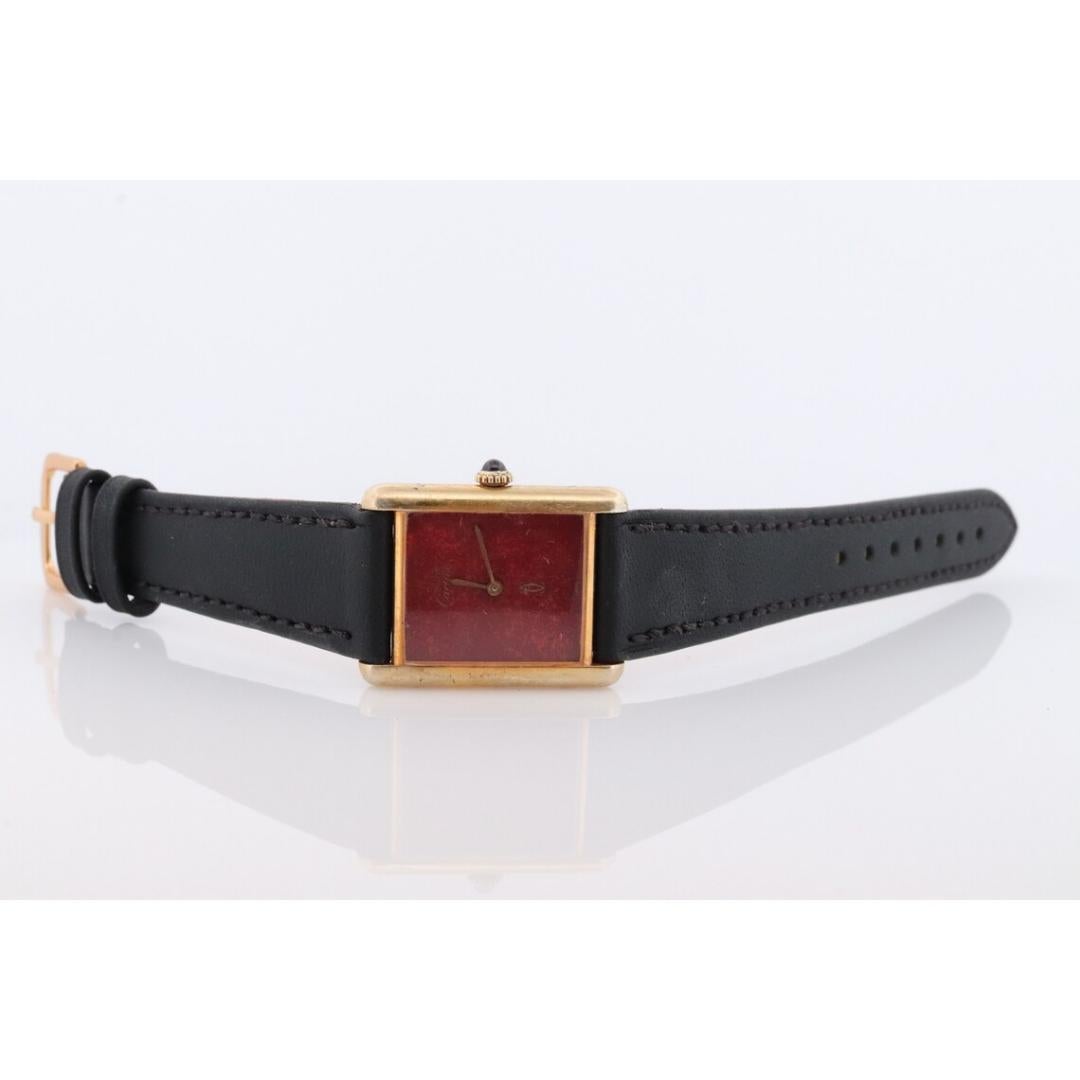 Vintage Must de Cartier Marmor-Tankuhr. 925 Vermeil MANUAL Ardent Schweizer hergestellt. Damen