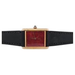 Vintage Must de Cartier Marmor-Tankuhr. 925 Vermeil MANUAL Ardent Schweizer hergestellt.