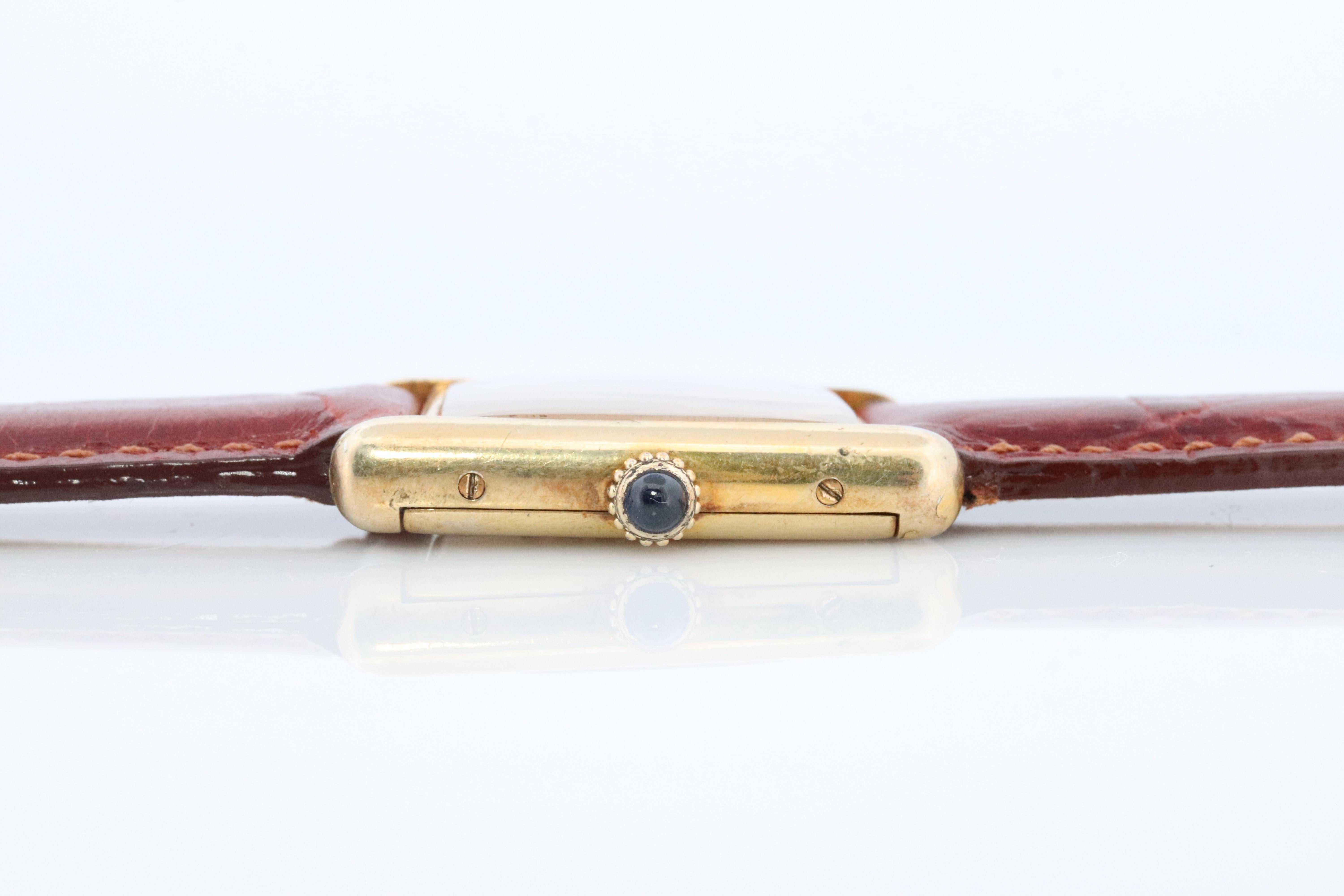 Vintage Must de Cartier marble Tank Watch. 925 Vermeil MANUAL Argent Manual. In Good Condition In Port Charlotte, FL