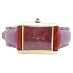 Vintage Must de Cartier marble Tank Watch. 925 Vermeil MANUAL Argent Manual.