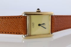 Vintage Must de Cartier Mystery Tank Watch. 925 Vermeil ARGENT Manual Tank.