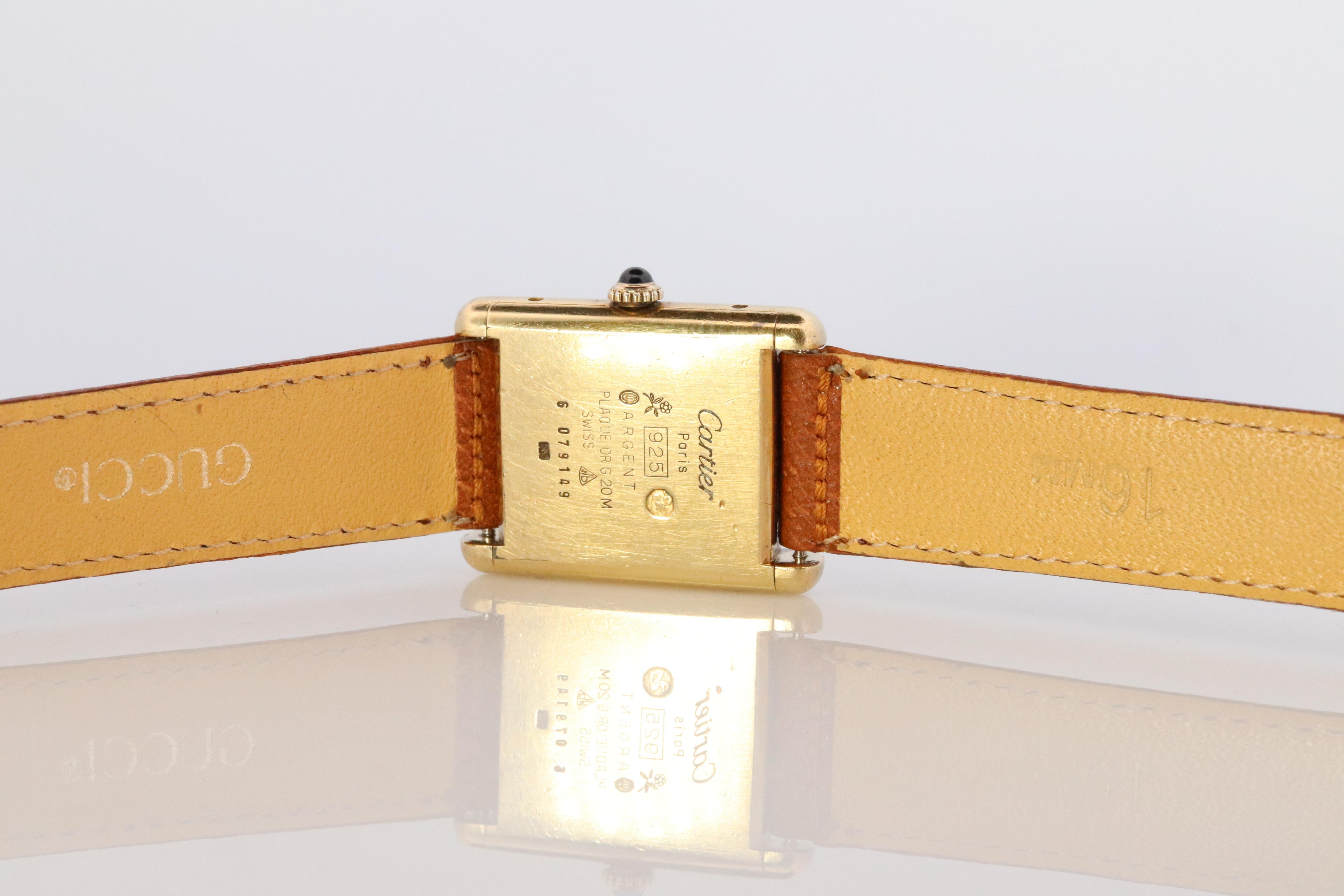 Vintage Must de Cartier Mystery Tank-Uhr im Vintage-Stil. 925 Vermeil ARGENT Handaufzug. im Angebot 2