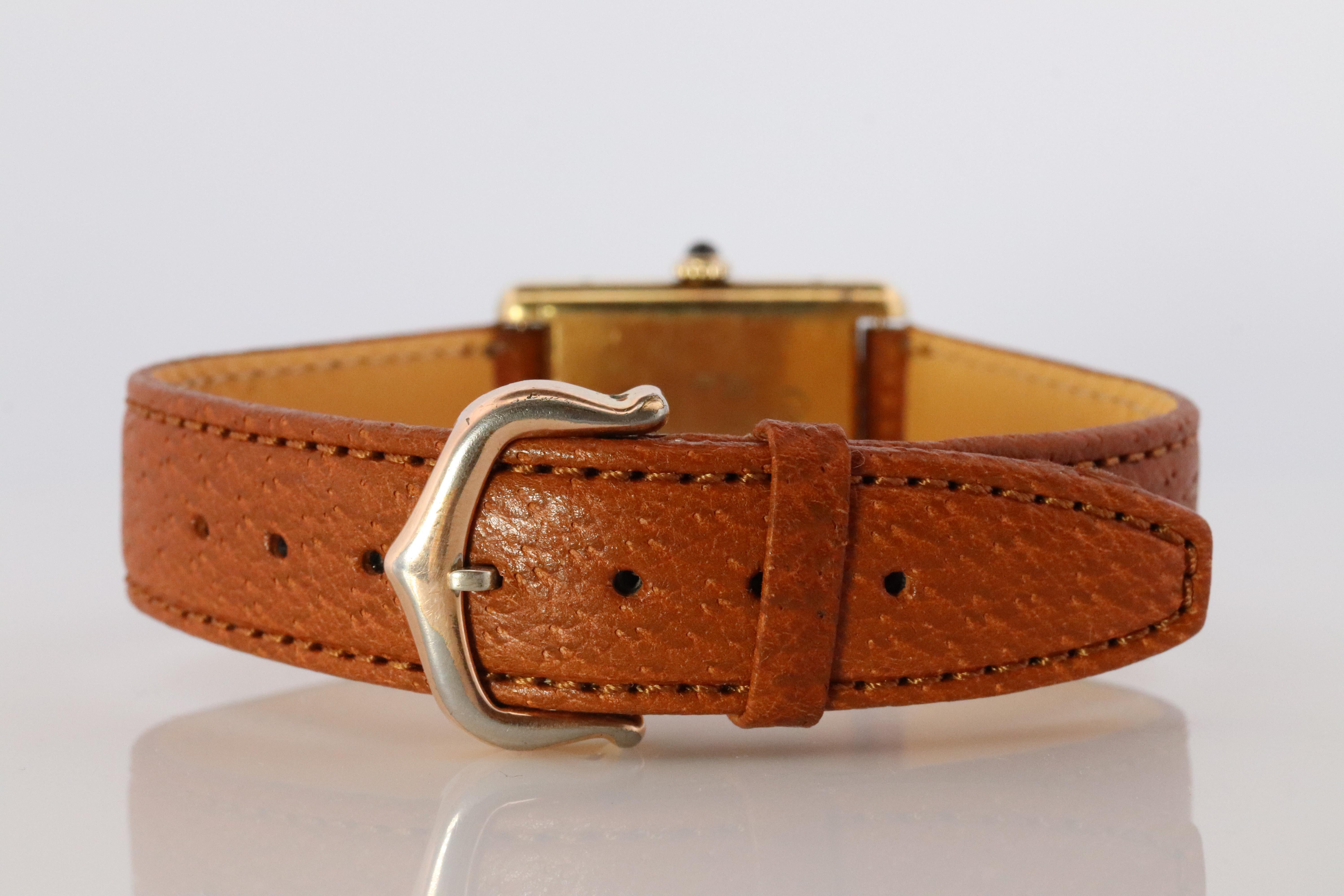 Vintage Must de Cartier Mystery Tank-Uhr im Vintage-Stil. 925 Vermeil ARGENT Handaufzug. im Angebot 3
