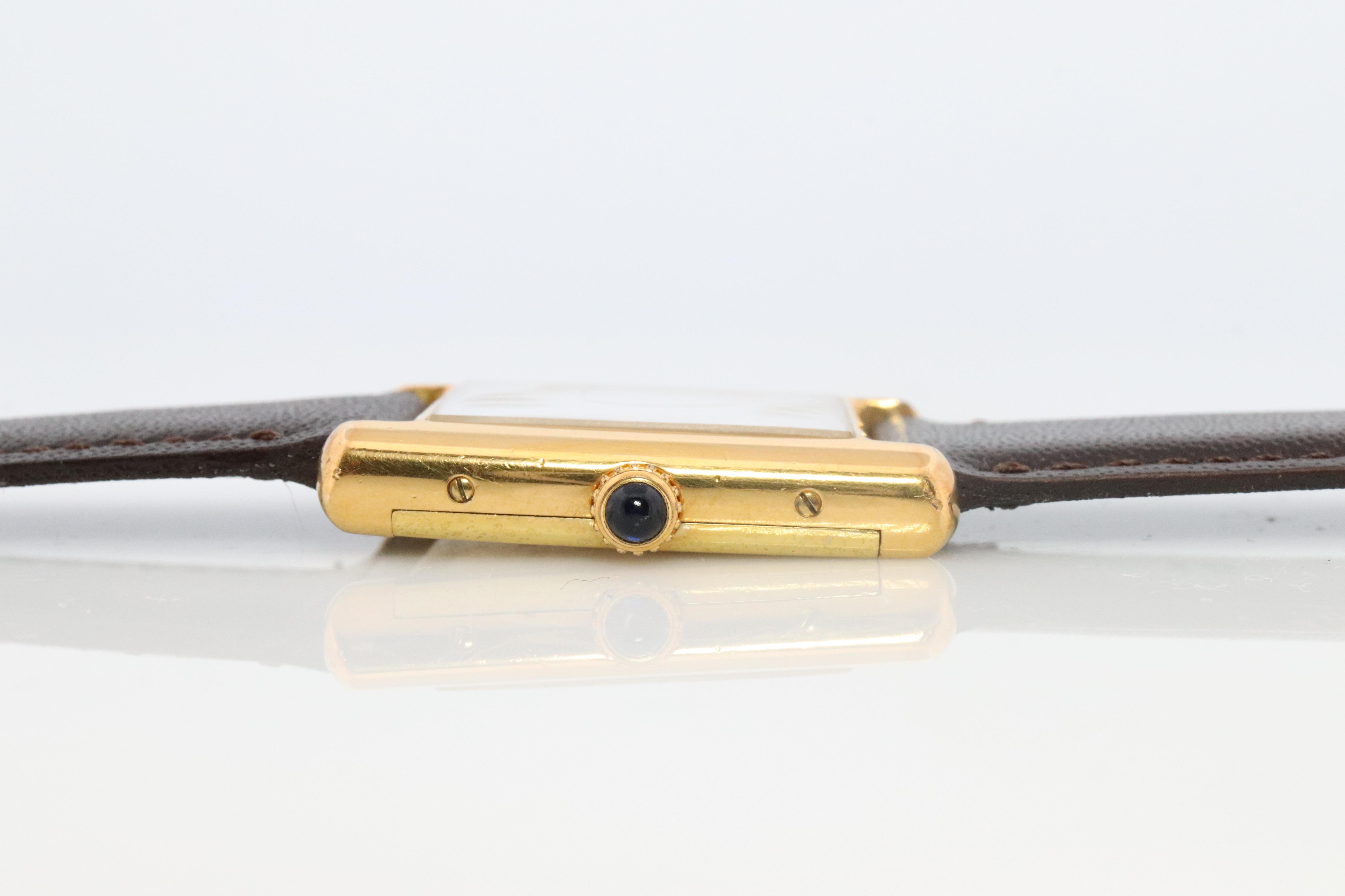 Vintage Must de Cartier Mystery Tank Watch. ARGENT Manual Black Dial Tank. en Bueno estado para la venta en Port Charlotte, FL