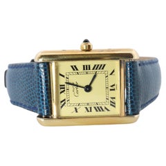 Vintage Must de Cartier Tank 366001 Dial Watch Vermeil ARGENT Small Tank