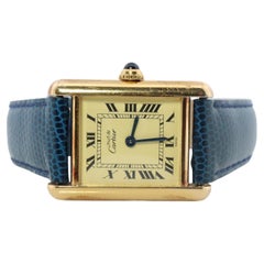 Vintage Must de Cartier Tank 5057001 Dial Watch Vermeil ARGENT Small Tank