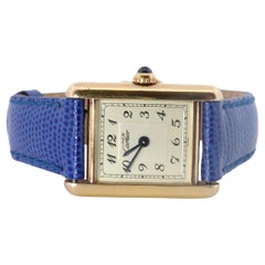Vintage Must de Cartier Tank Arabic Dial Watch. Vermeil ARGENT 925 Small Tank
