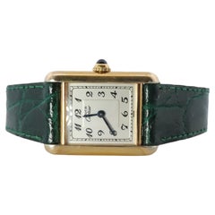 Vintage Must de Cartier Tank Arabic Dial Watch. Vermeil ARGENT 925 Small Tank