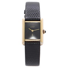 Vintage Must de Cartier Tank Black Dial Vermeil Handwind Watch