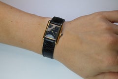 Vintage Must de Cartier Tank Black Dial Watch Vermeil ARGENT Small Manual Tank