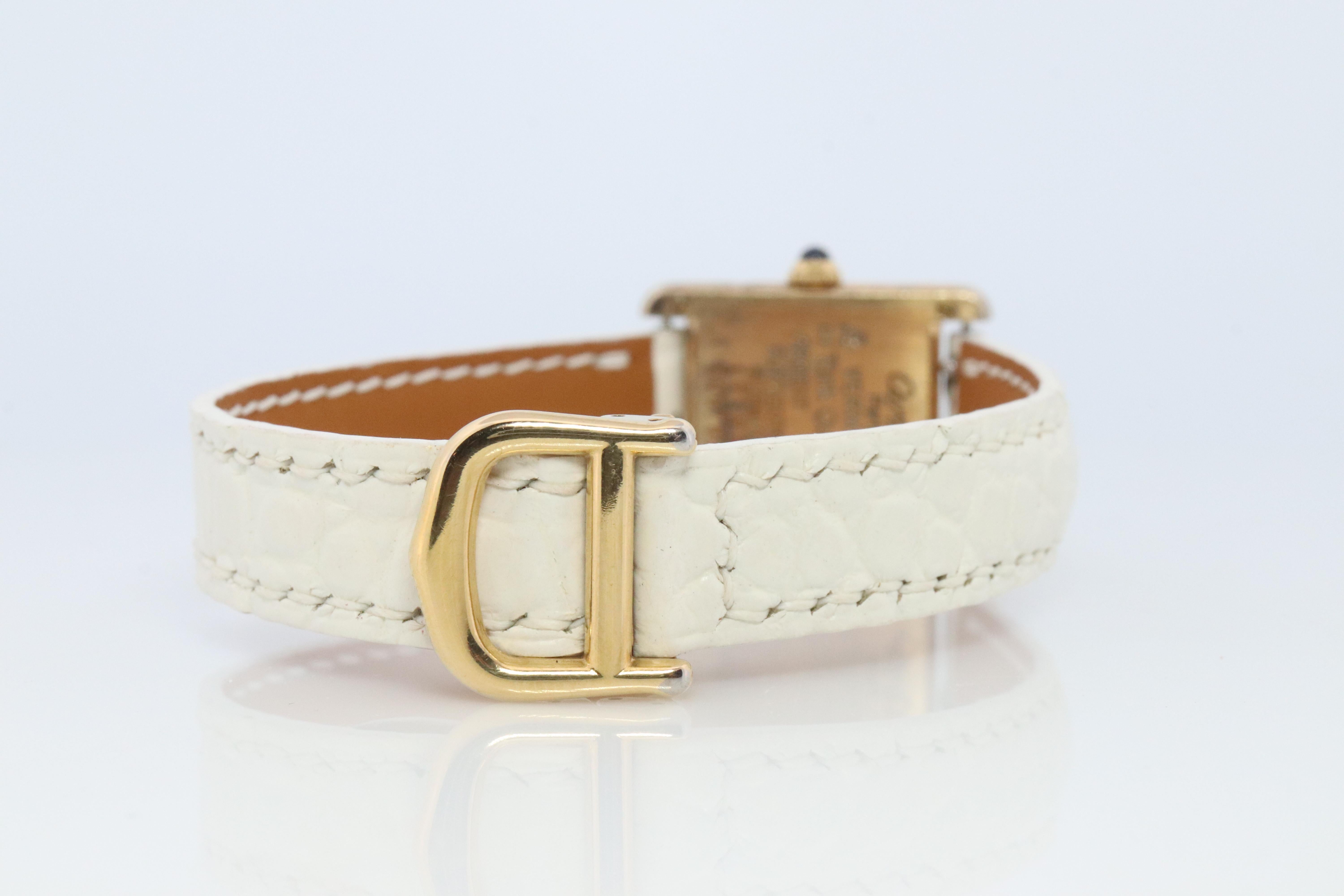 Must de Cartier Vintage Tank-Uhr mit goldenem Zifferblatt. Vermeil ARGENT Kleiner Tank im Angebot 1