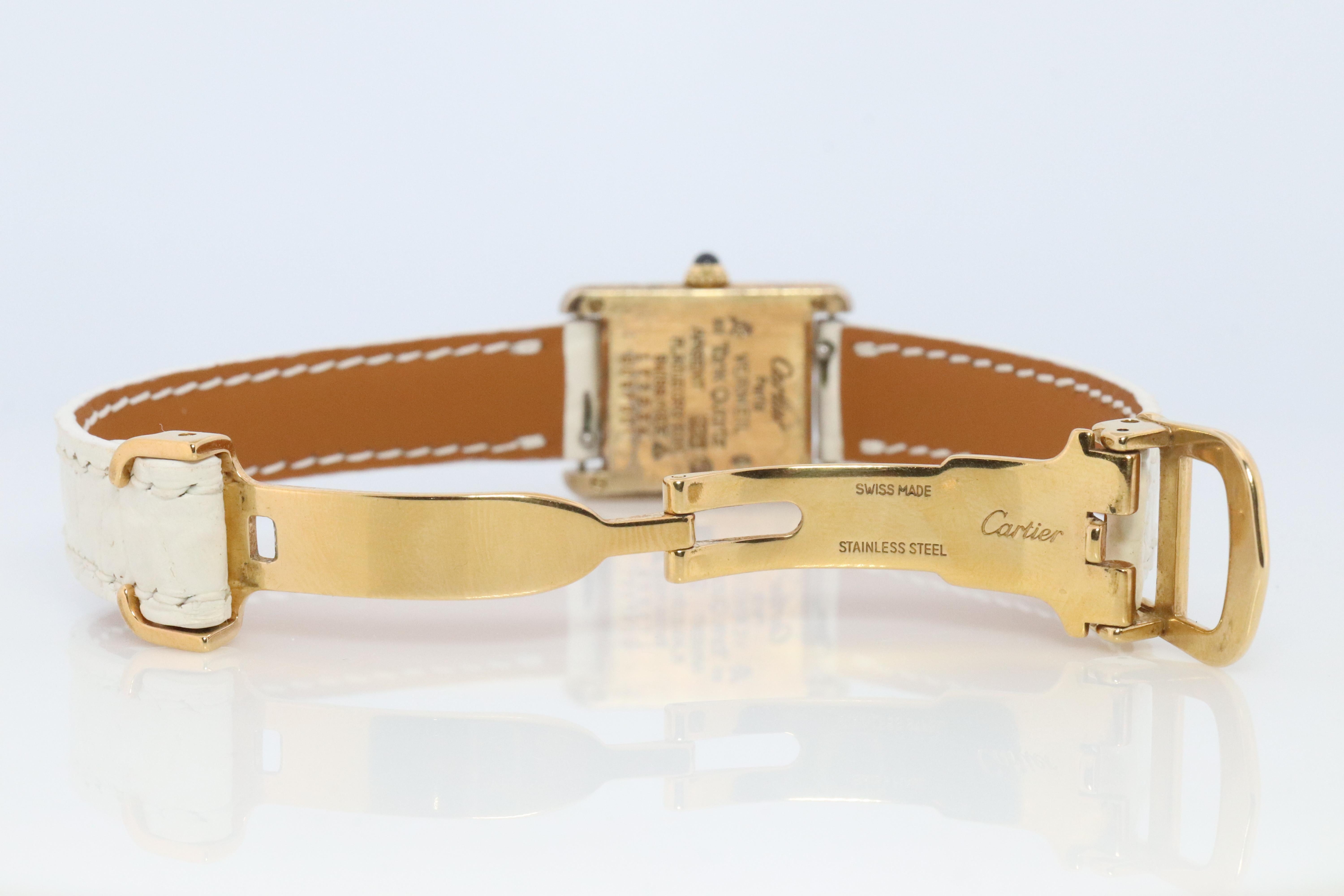 Must de Cartier Vintage Tank-Uhr mit goldenem Zifferblatt. Vermeil ARGENT Kleiner Tank im Angebot 2