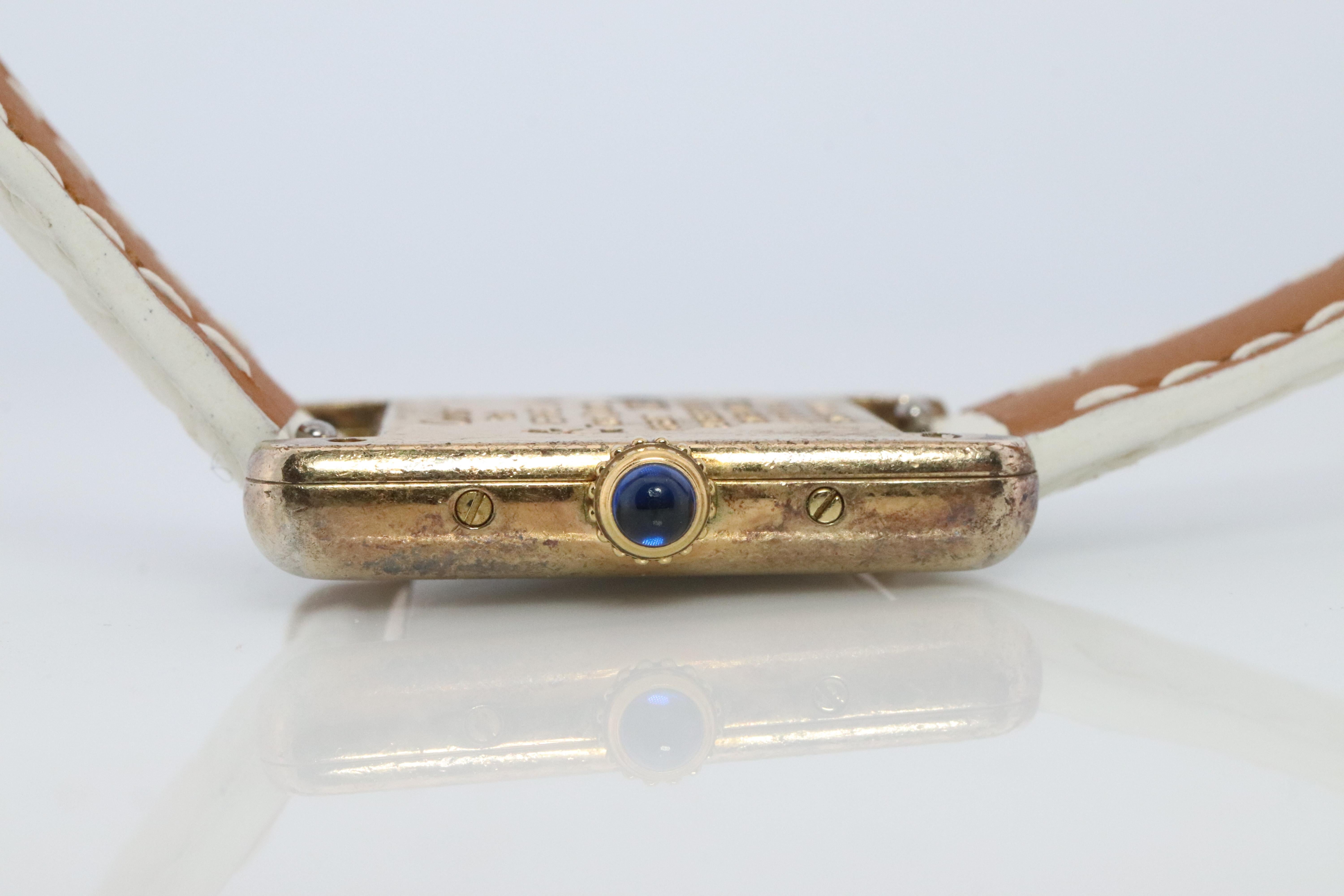 Must de Cartier Vintage Tank-Uhr mit goldenem Zifferblatt. Vermeil ARGENT Kleiner Tank im Angebot 4