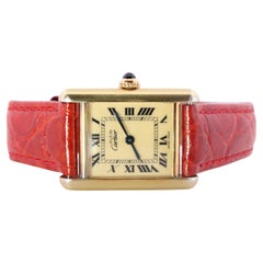 Vintage Must de Cartier Tank Gold Dial Watch. Vermeil ARGENT Small Tank