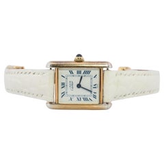 Must de Cartier Vintage Tank-Uhr mit goldenem Zifferblatt. Vermeil ARGENT Kleiner Tank