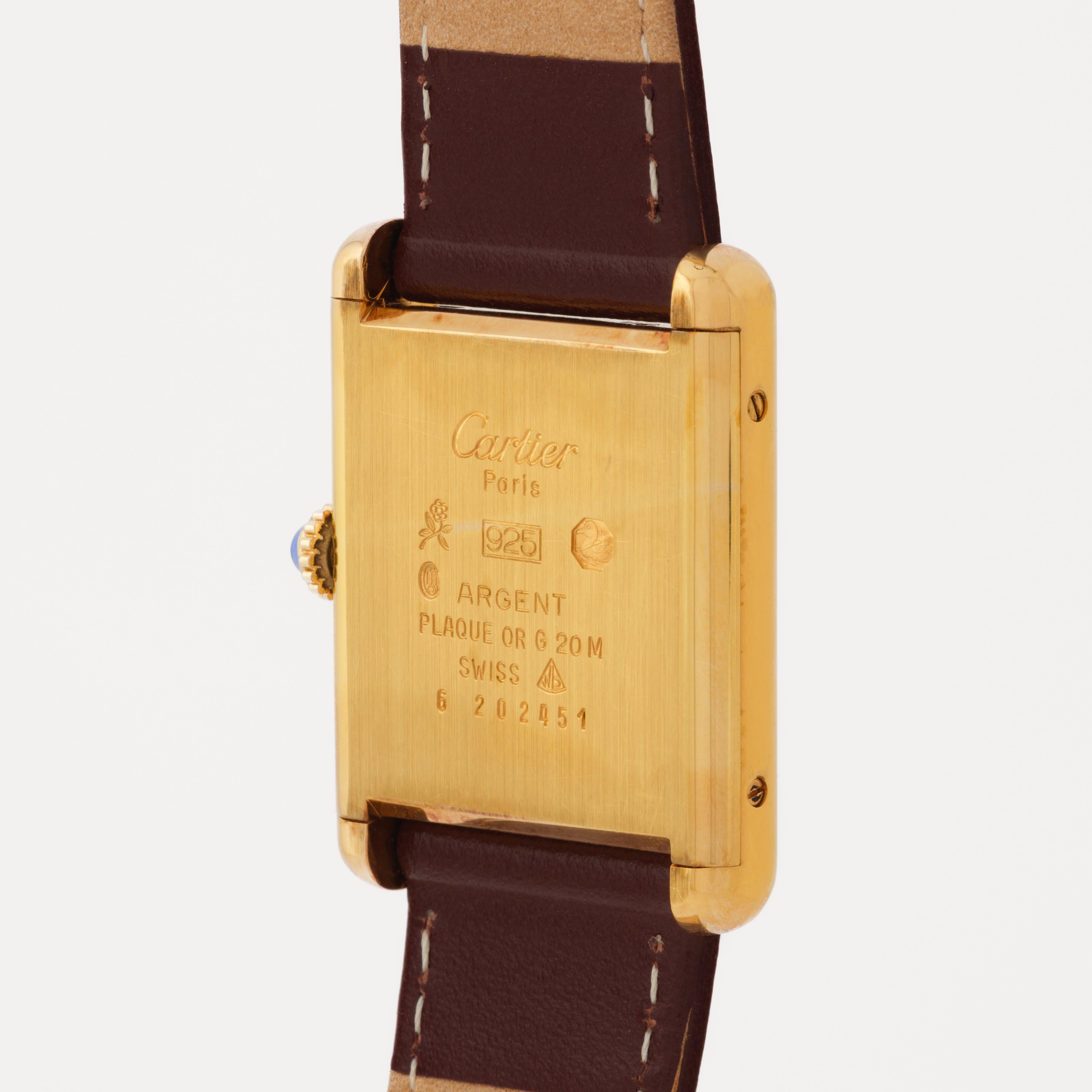 Must de Cartier Tank d'epoca, modello 82975713, placcato in oro 18 kt. in vendita 3
