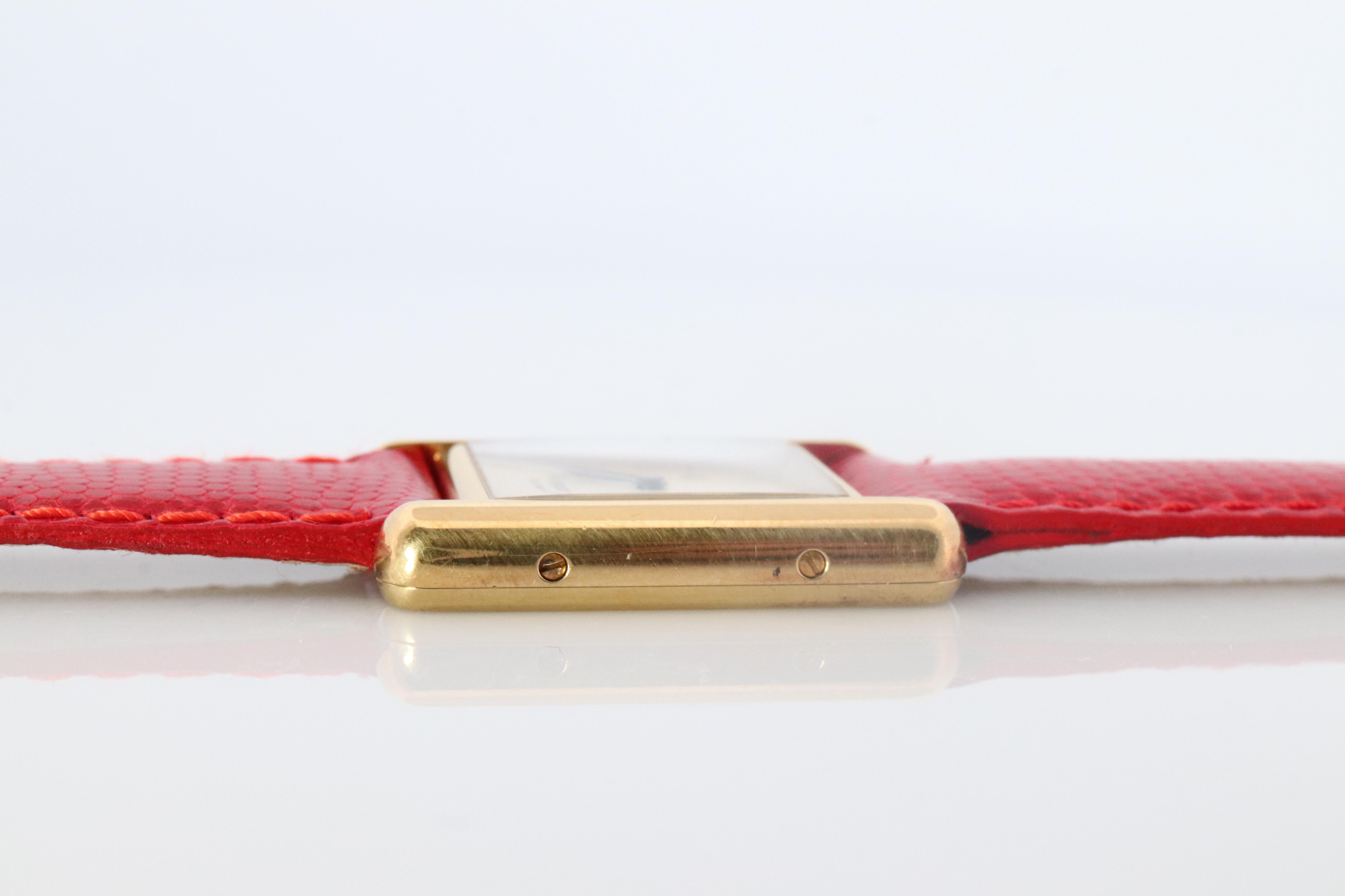 Women's Vintage Must de Cartier Tank Pillar 1613 Dial Watch. Vermeil ARGENT Small Tank