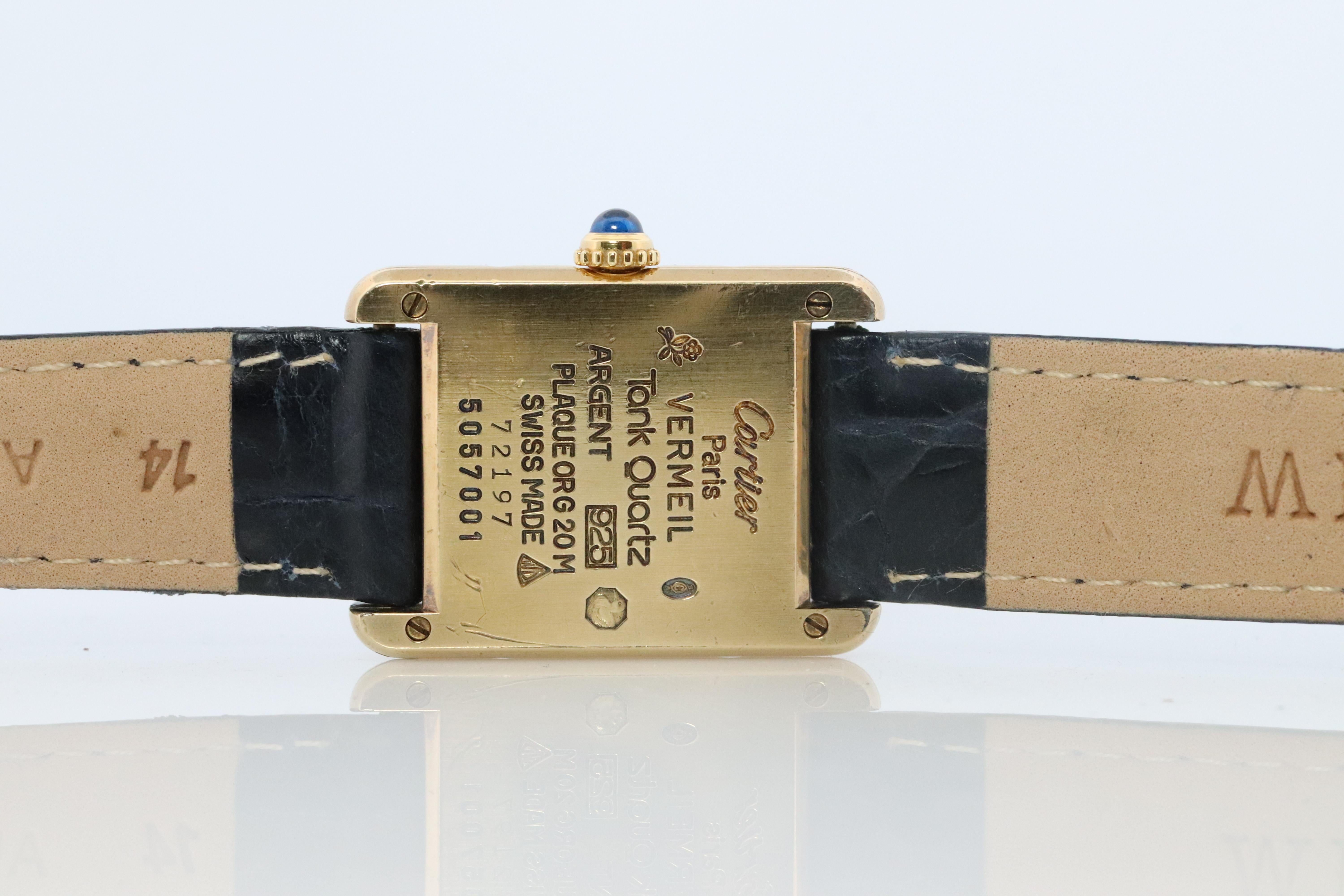 De las mujeres Reloj Vintage Must de Cartier Tank Pillar 5057001 Dial Vermeil ARGENT Small Tank en venta