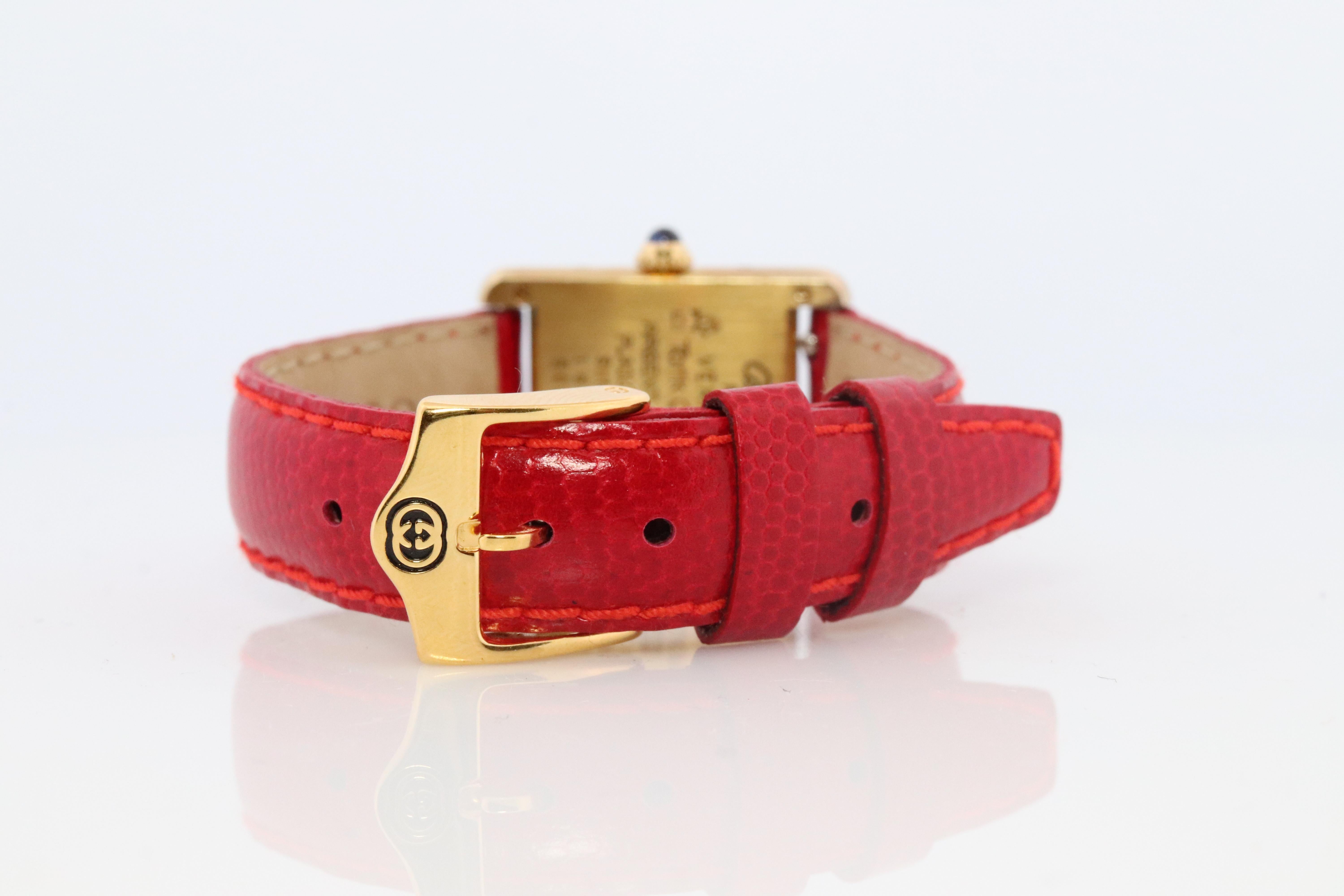 Vintage Must de Cartier Tank Pillar 5057001 Dial Watch Vermeil ARGENT Small Tank For Sale 4
