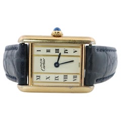 Vintage Must de Cartier Tank Pillar 5057001 Dial Watch Vermeil ARGENT Small Tank