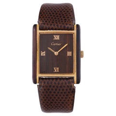 Vintage Must de Cartier Tank Rare Wood Dial Manual Wind