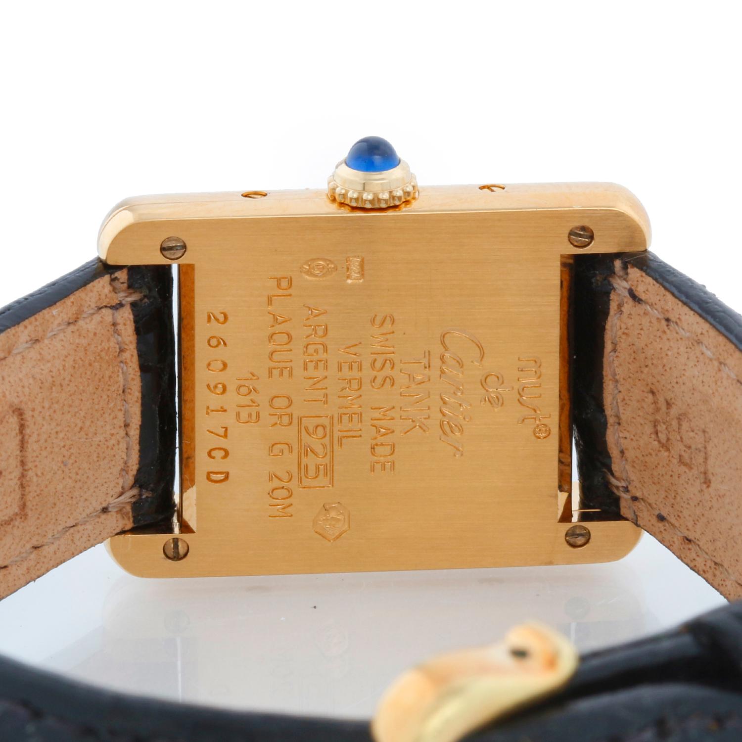 Vintage Must de Cartier Tank Vermeil Plaque Quartz Watch In Excellent Condition In Dallas, TX