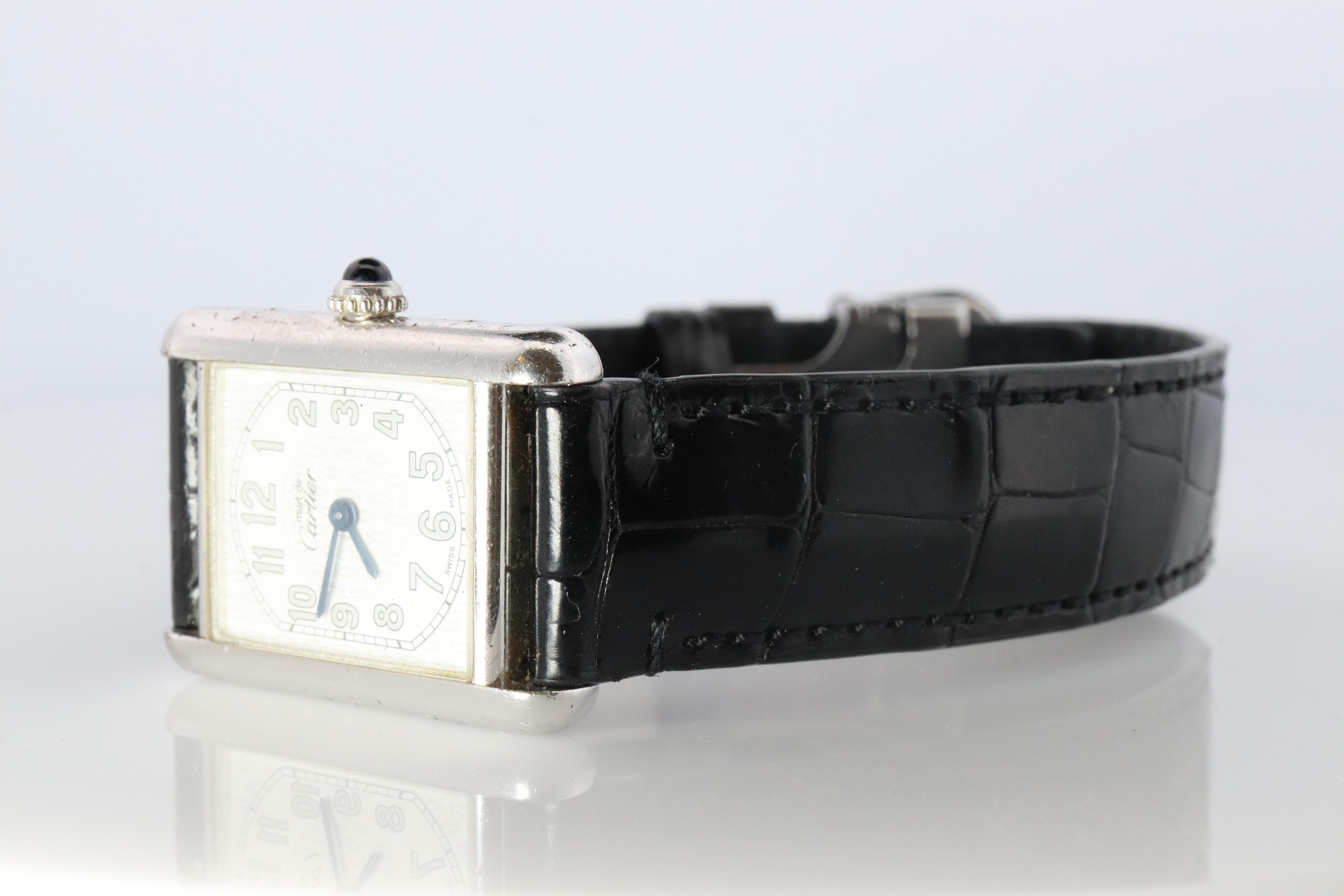 Vintage Must de Cartier Tankuhr. 925 Vermeil ARGENT 2416 Arabisches Zifferblatt Tank (Moderne) im Angebot