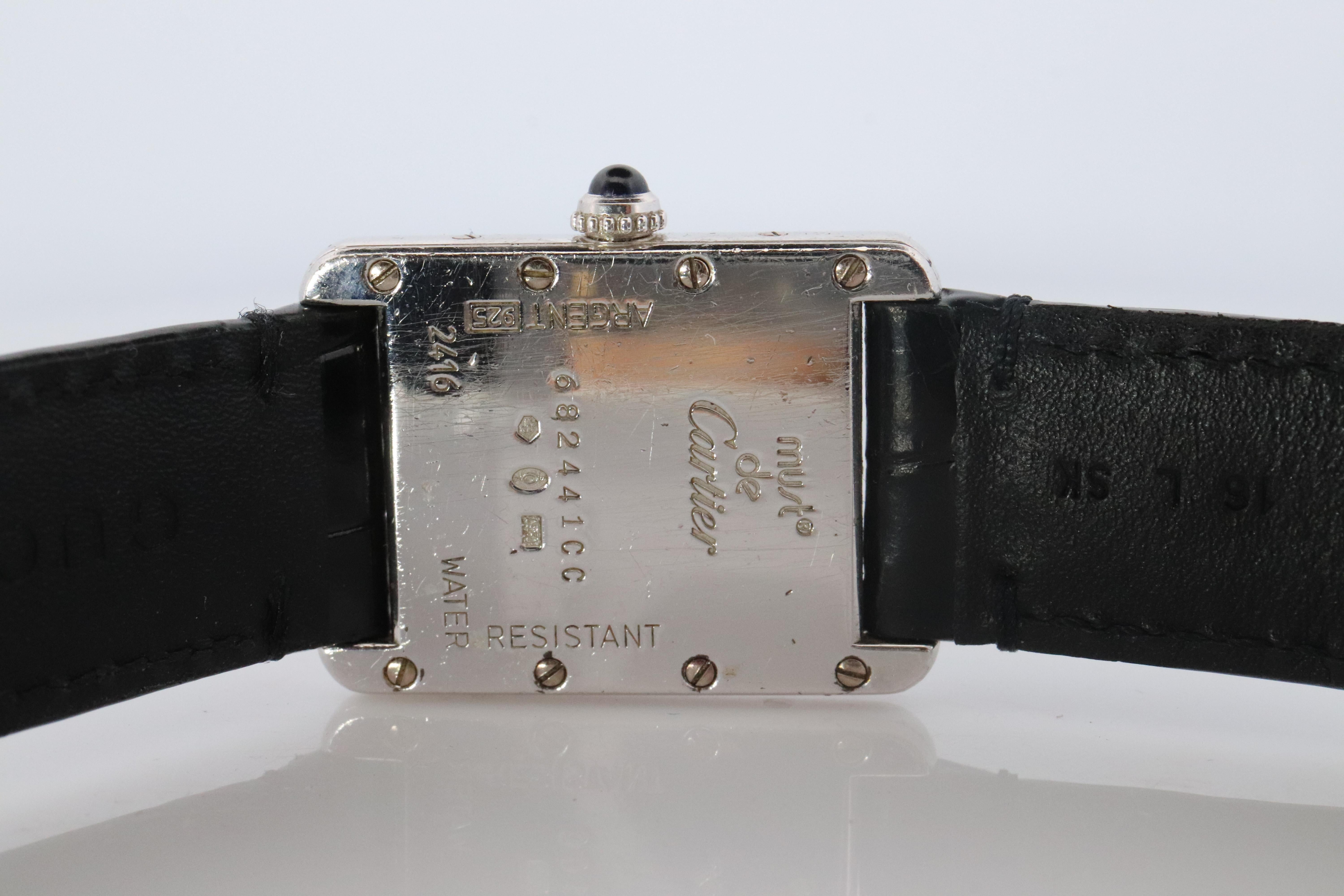 Vintage Must de Cartier Tankuhr. 925 Vermeil ARGENT 2416 Arabisches Zifferblatt Tank im Zustand „Gut“ im Angebot in Port Charlotte, FL