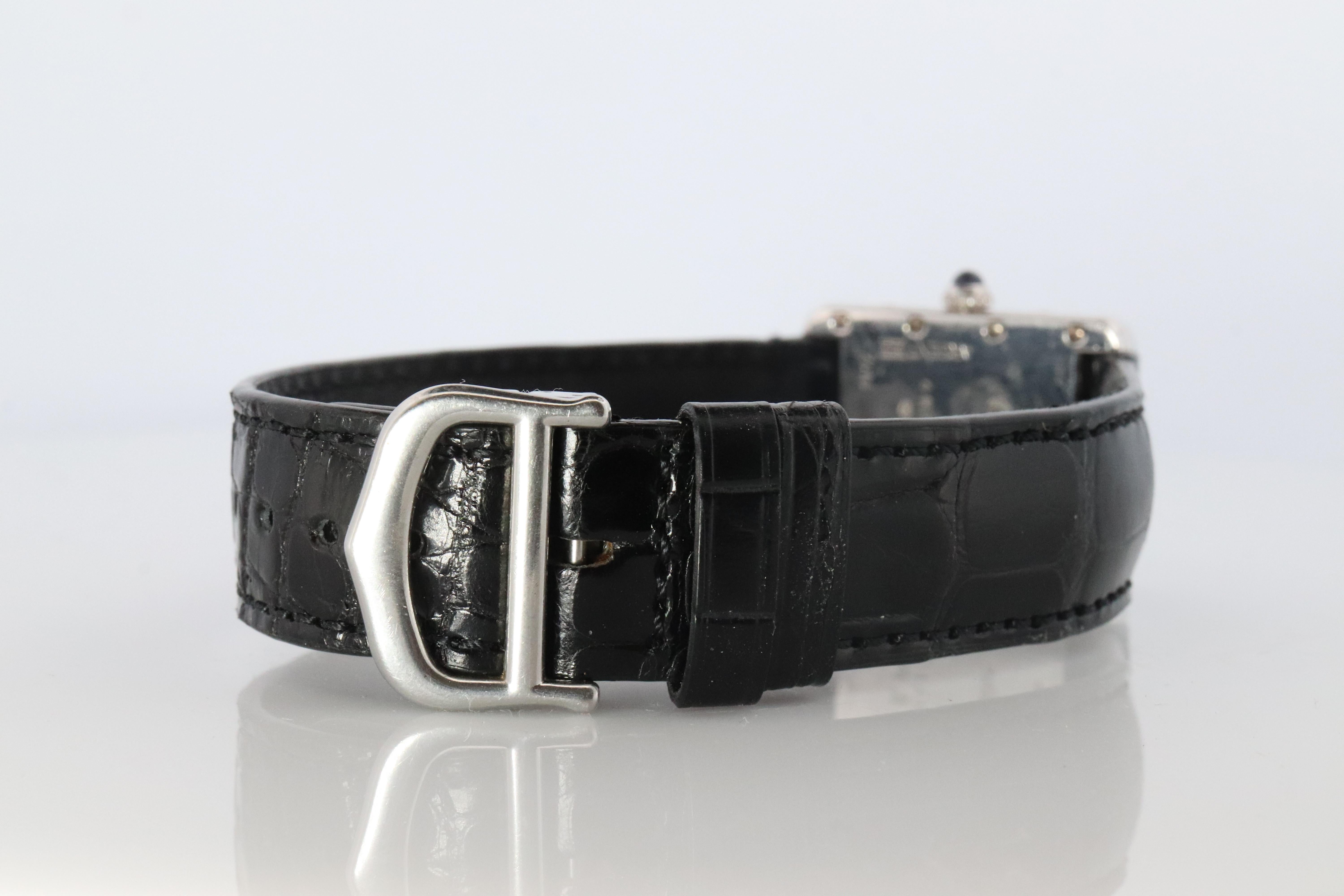 Vintage Must de Cartier Tankuhr. 925 Vermeil ARGENT 2416 Arabisches Zifferblatt Tank Damen im Angebot
