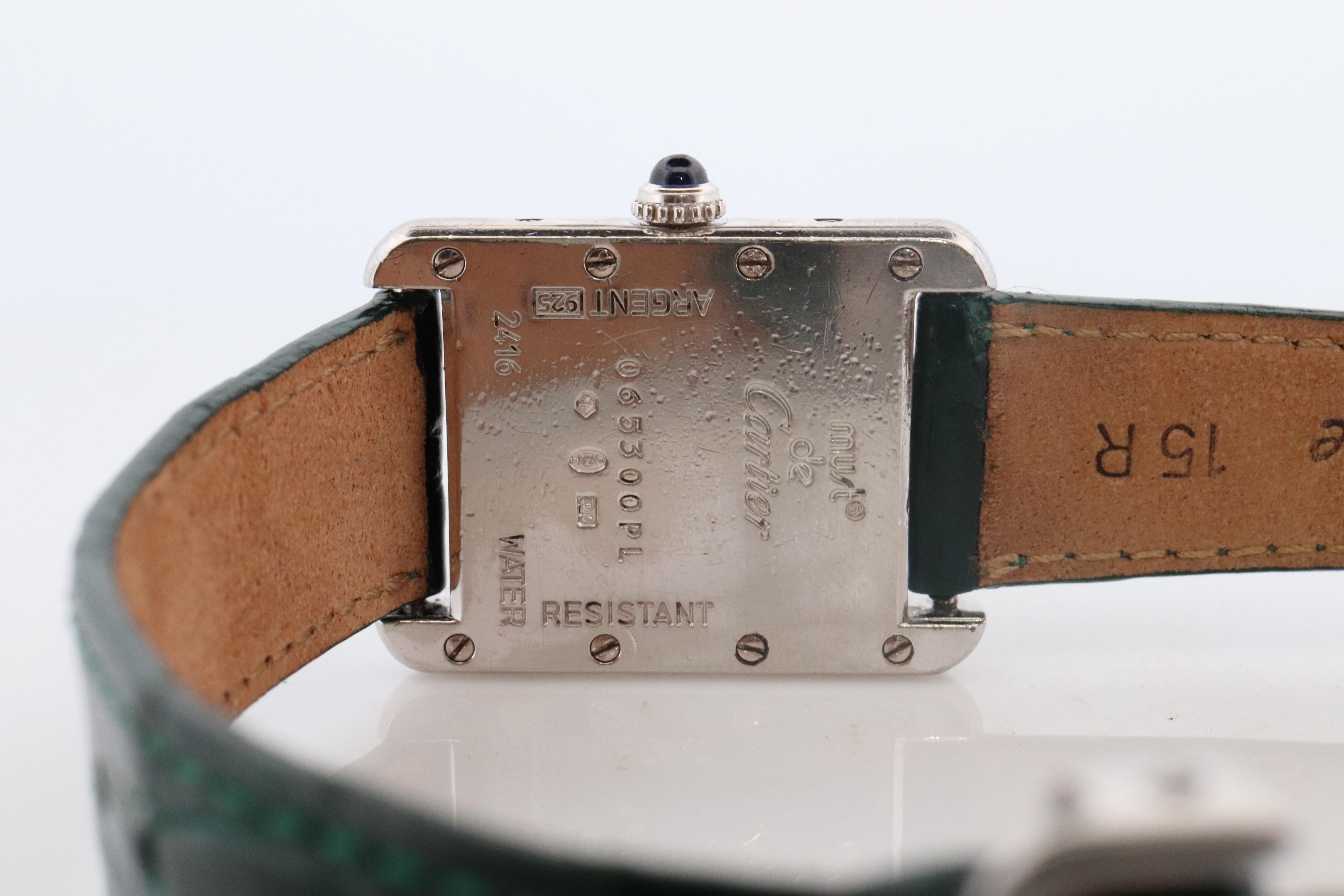 Montre Tank Vintage Must de Cartier. 925 Vermeil ARGENT 2416 Silver Dial Tank en vente 3