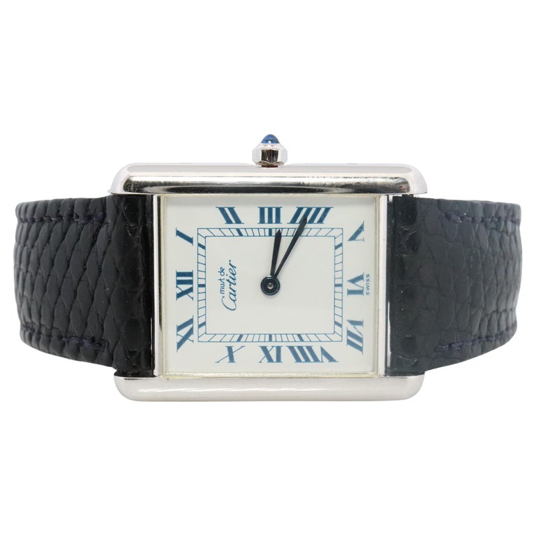 Must De Cartier Blue Face Argent Watch Vintage Must De Cartier