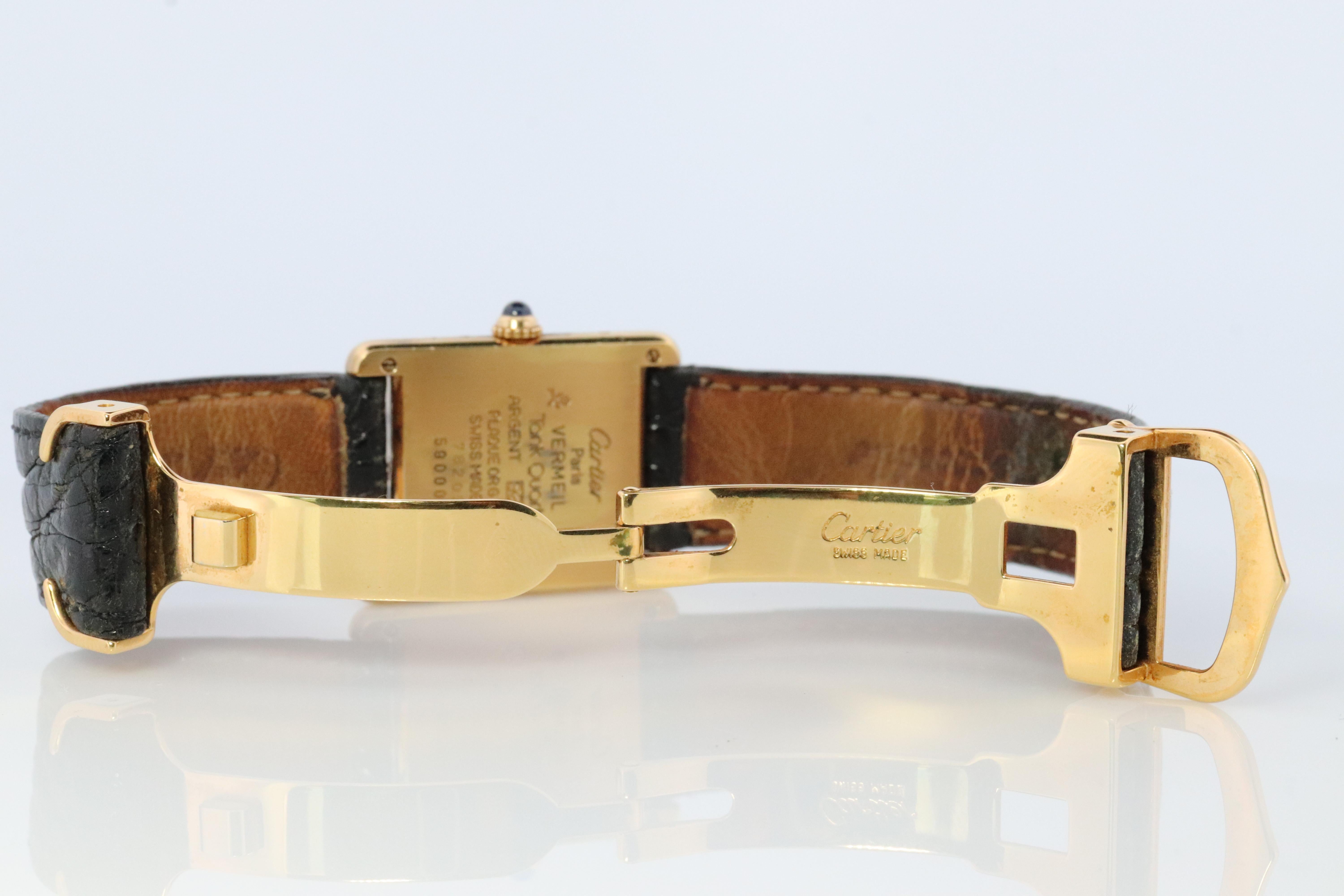 cartier vermeil tank quartz argent 925