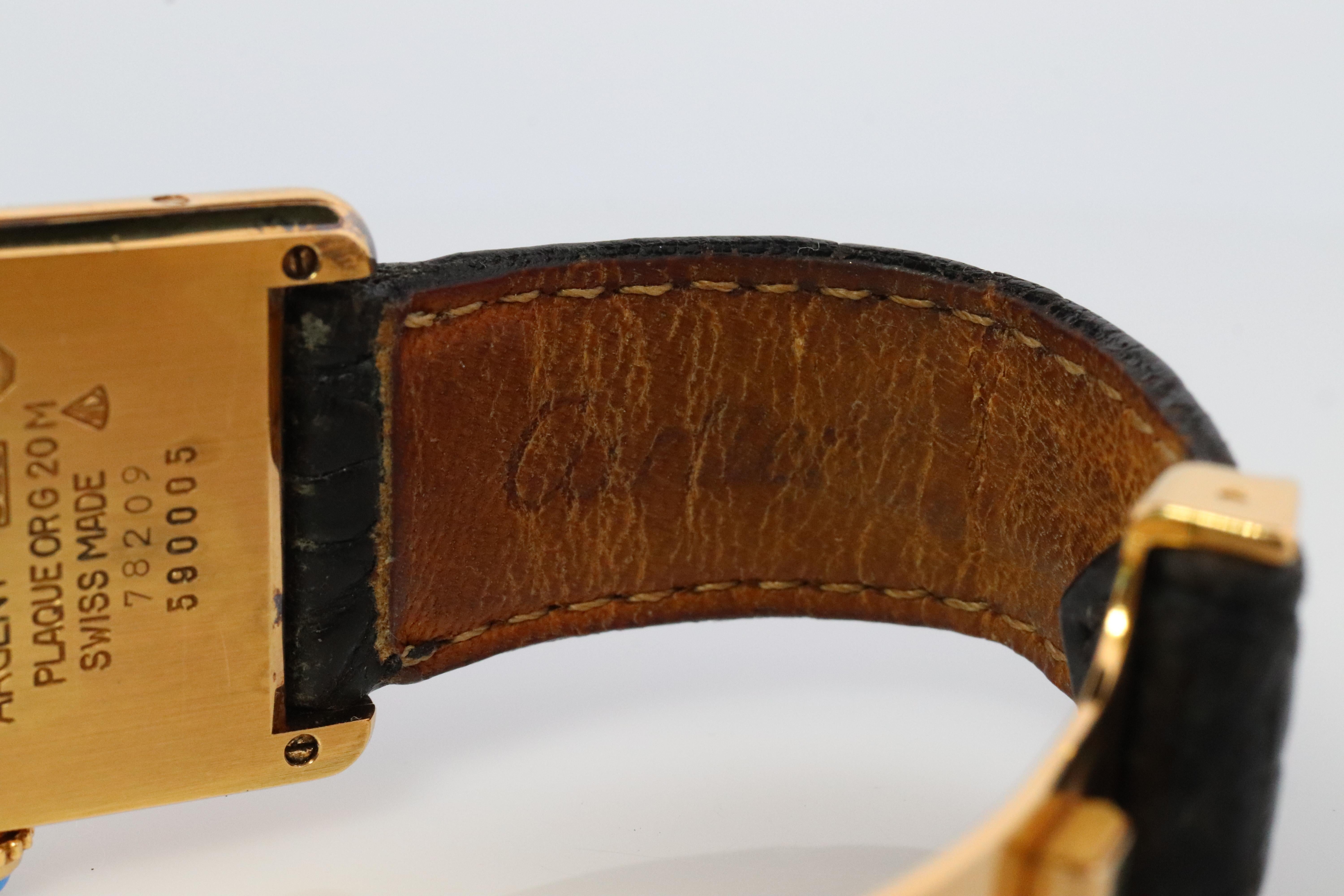 Vintage Must de Cartier Trinity Tank Watch. 925 Vermeil ARGENT Black Tank. In Good Condition In Port Charlotte, FL