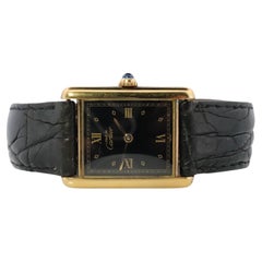 Orologio Must de Cartier Trinity Tank d'epoca. Serbatoio nero ARGENT in vermeil 925.