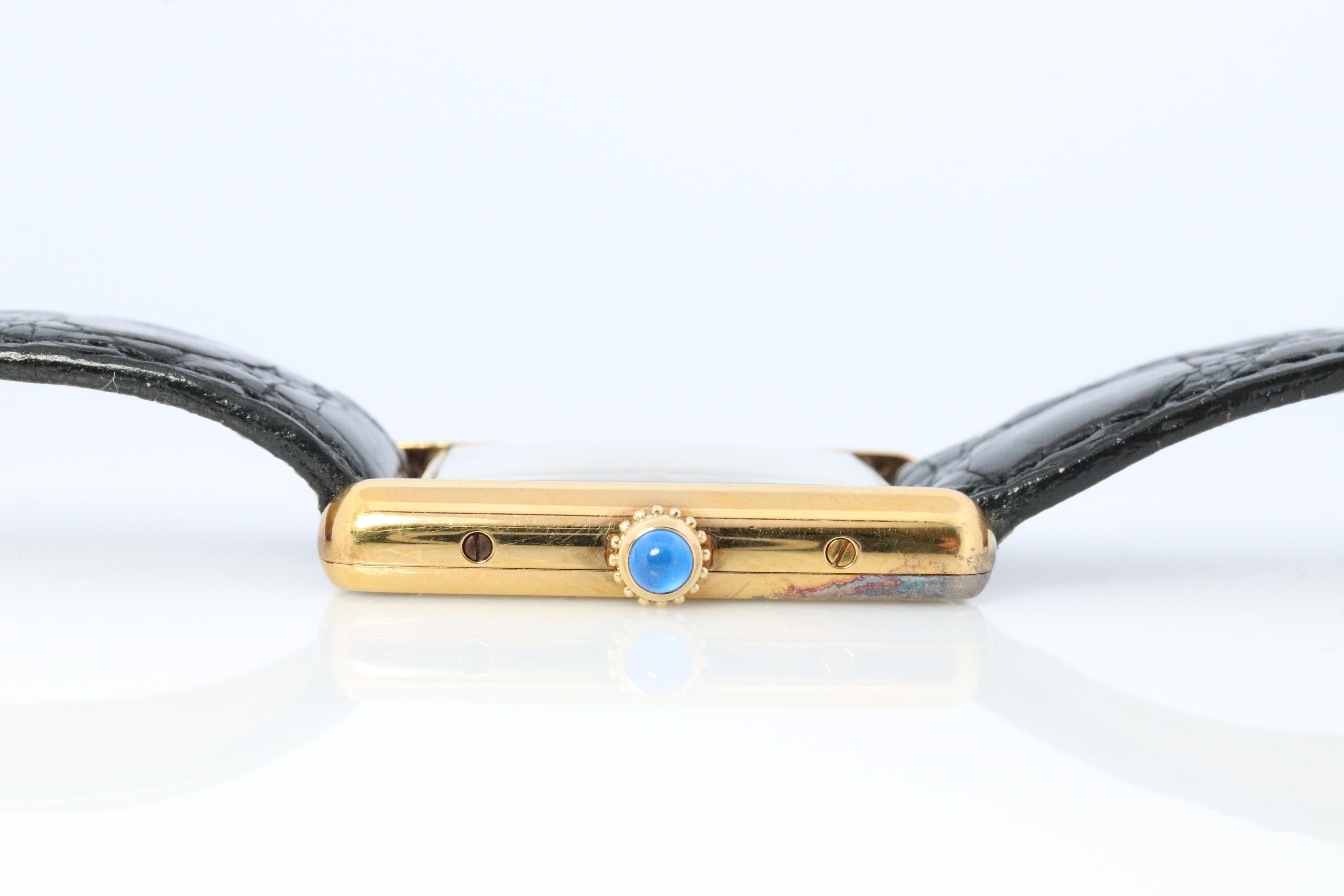 Vintage Must de Cartier Trinity Tank-Uhr im Vintage-Stil. 925 Vermeil ARGENT Grau-Weiß-Zifferblatt. 2