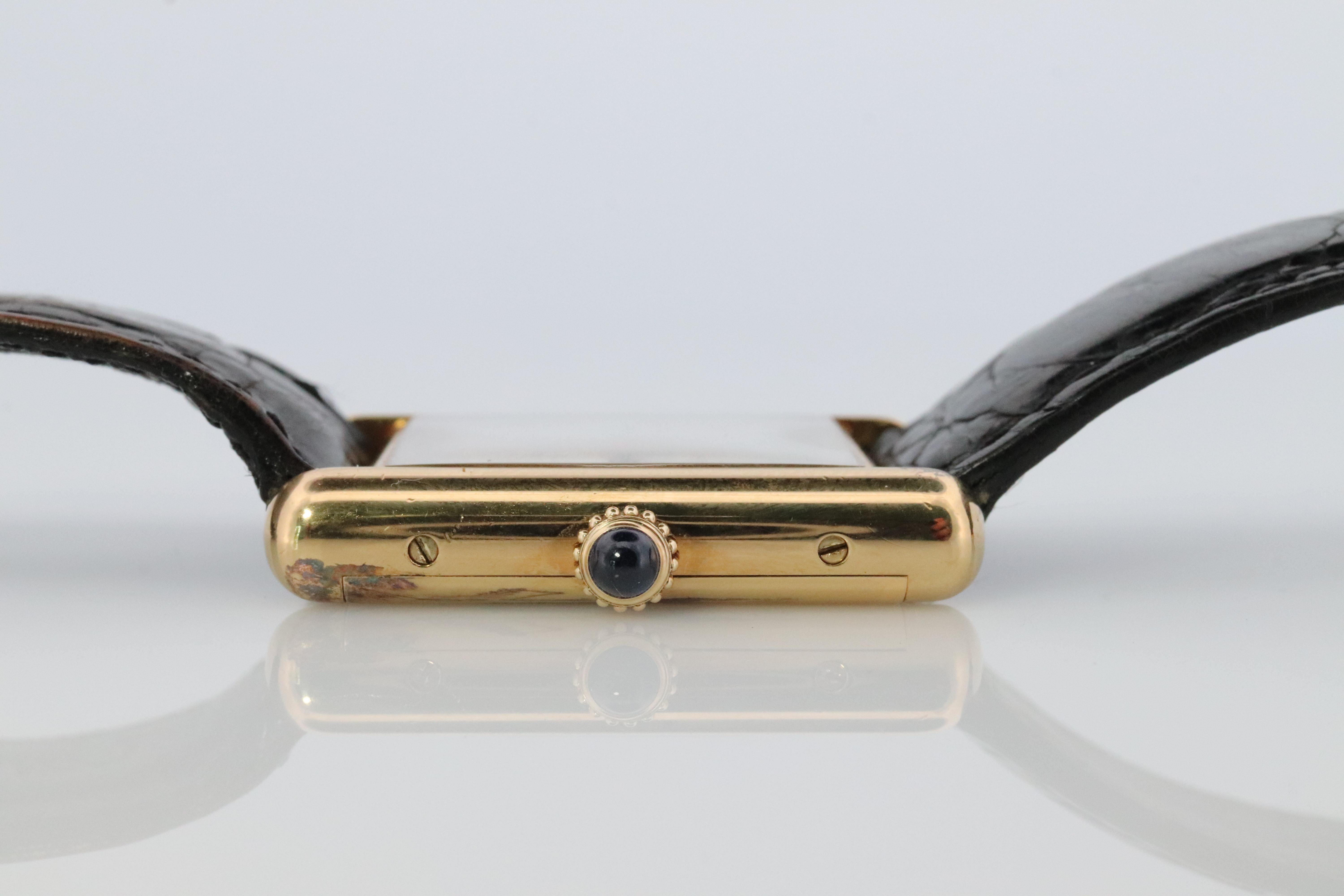 Cabochon Vintage Must de Cartier Trinity Tank Watch. 925 Vermeil ARGENT Manual Tank.