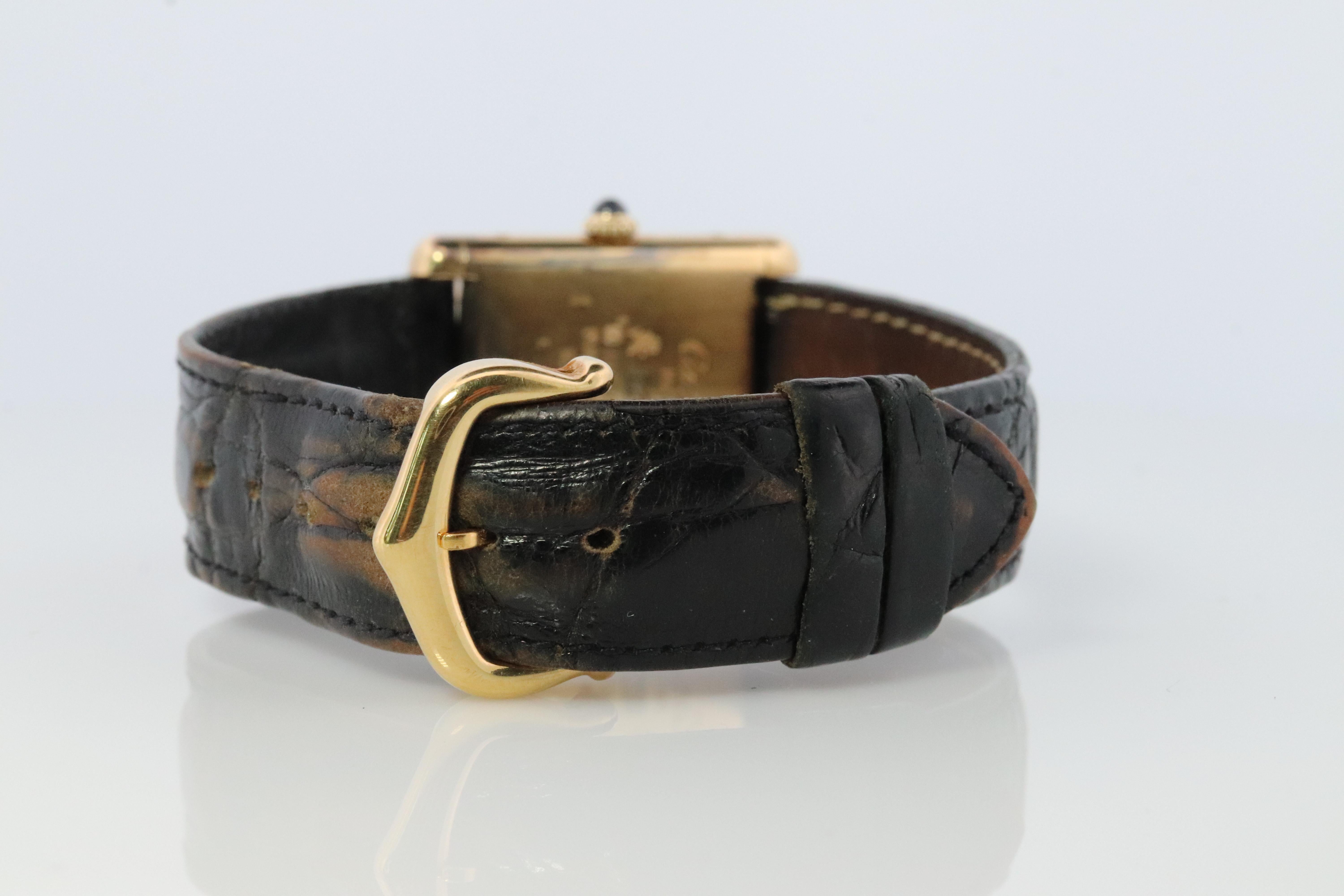 Vintage Must de Cartier Trinity Tank Watch. 925 Vermeil ARGENT Manual Tank. In Good Condition In Port Charlotte, FL