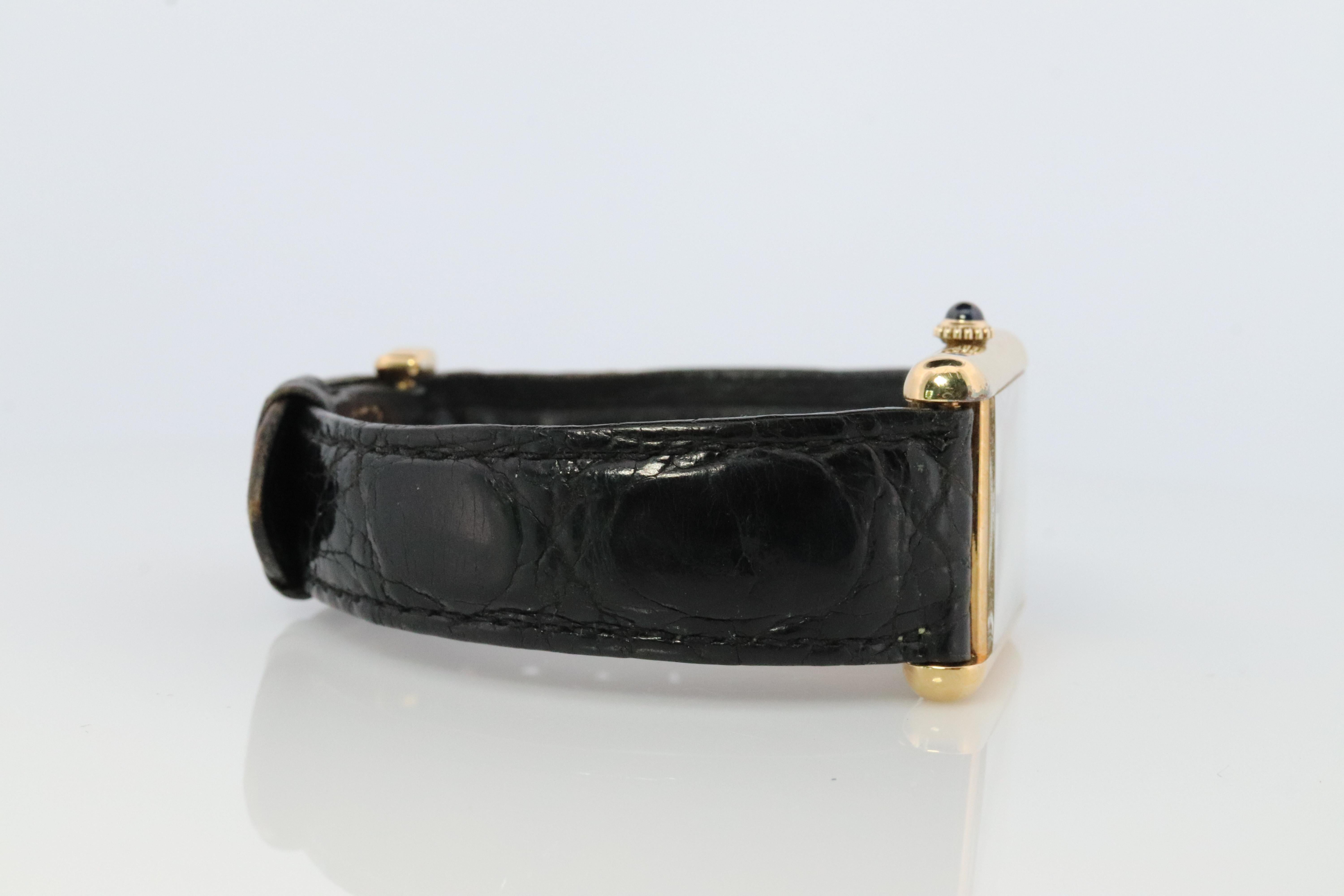 Women's Vintage Must de Cartier Trinity Tank Watch. 925 Vermeil ARGENT Manual Tank.