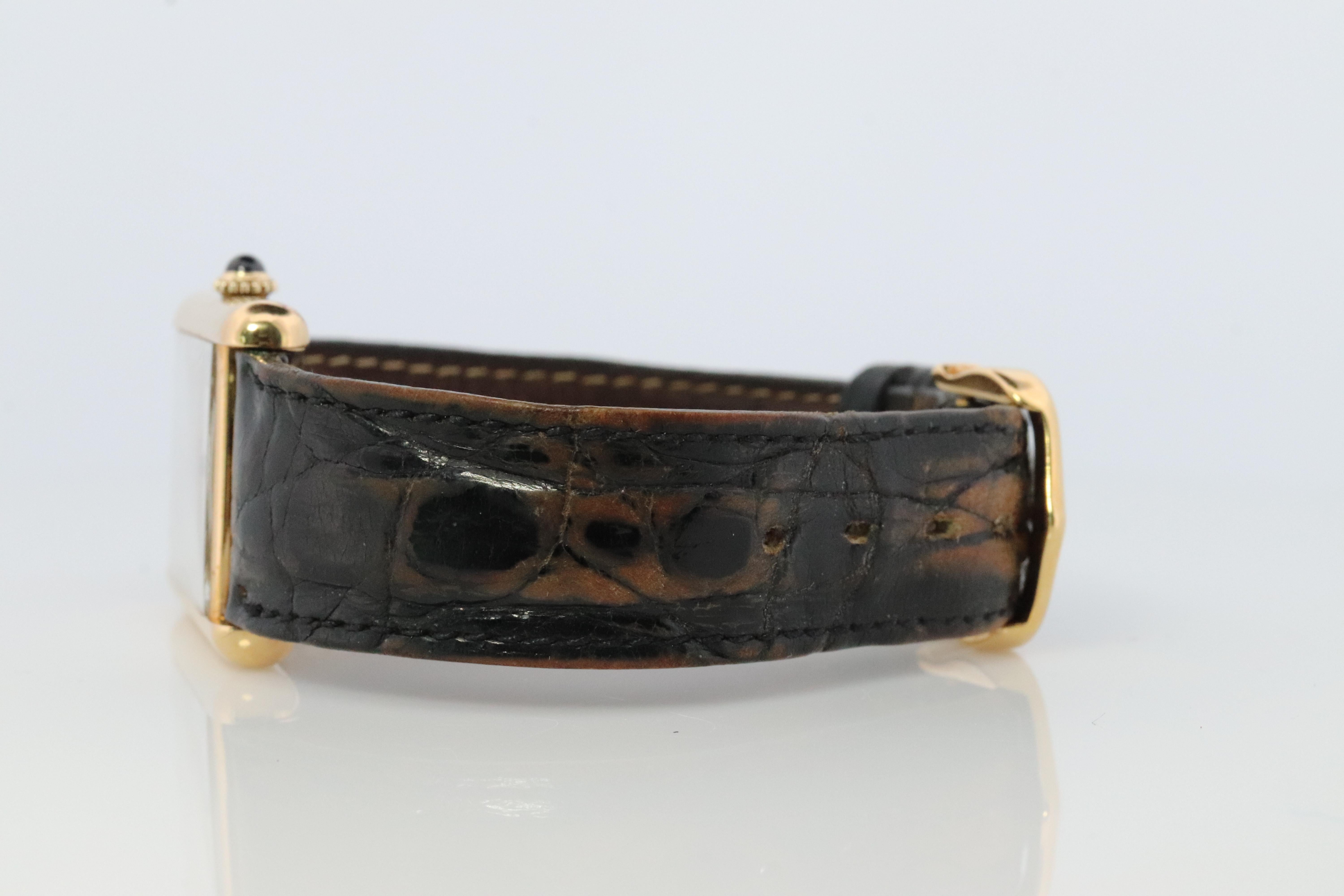 Vintage Must de Cartier Trinity Tank Watch. 925 Vermeil ARGENT Manual Tank. 1