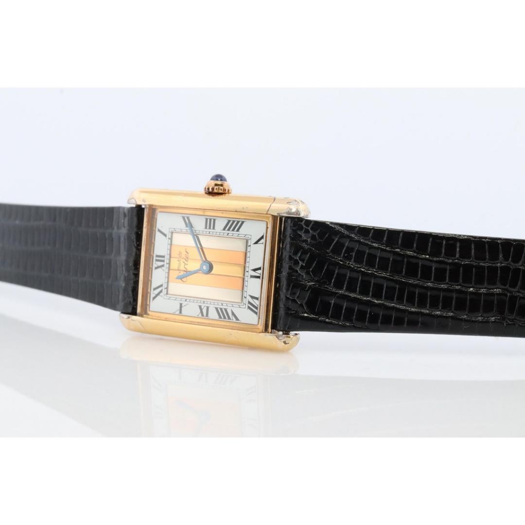 Vintage Must De Cartier Trinity Tank-Uhr im Vintage-Stil. 925 Vermeil Argent Tricolor Tank. im Angebot 1