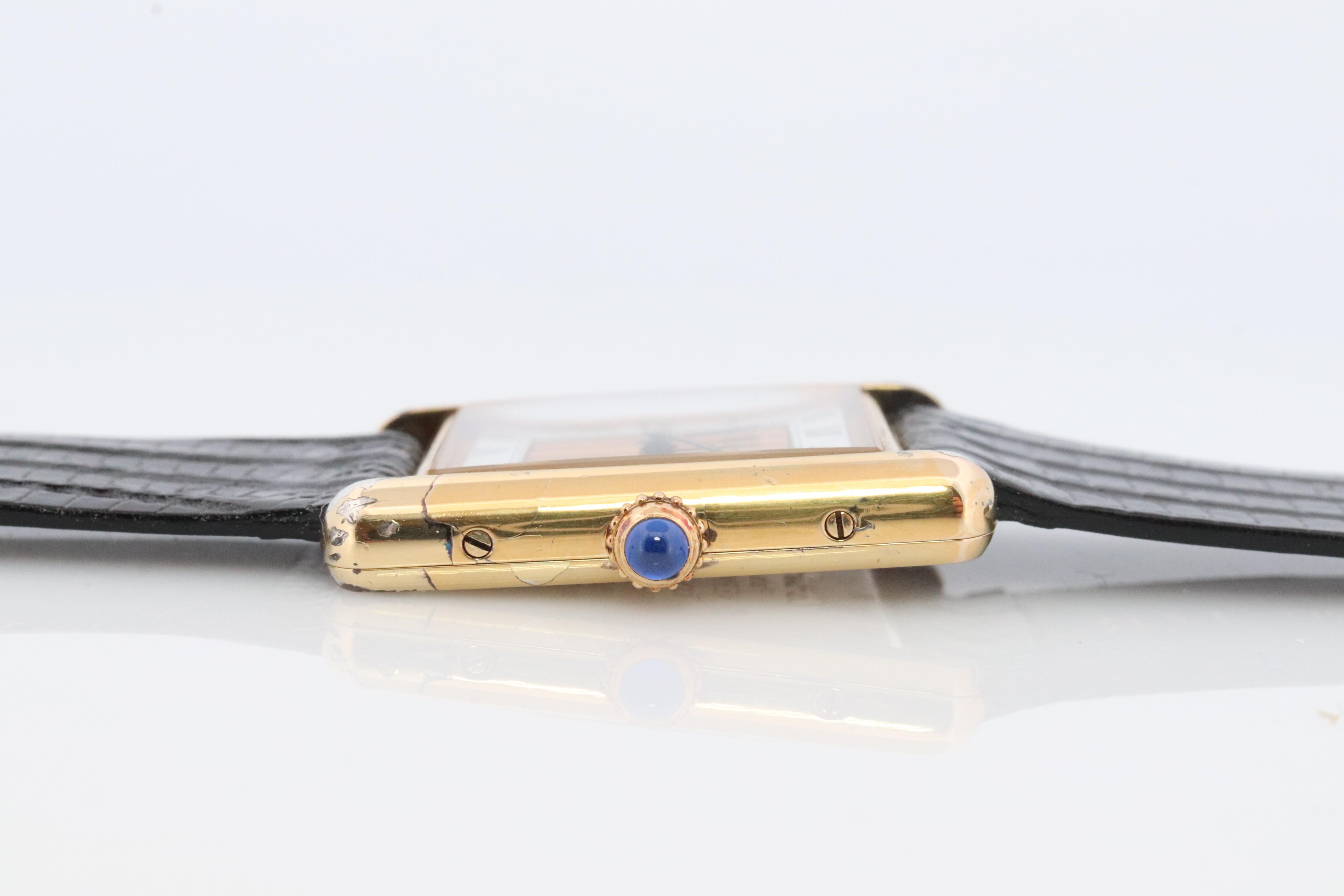 Vintage Must de Cartier Trinity Tank-Uhr. 925 Vermeil ARGENT Tricolor Tank. 2