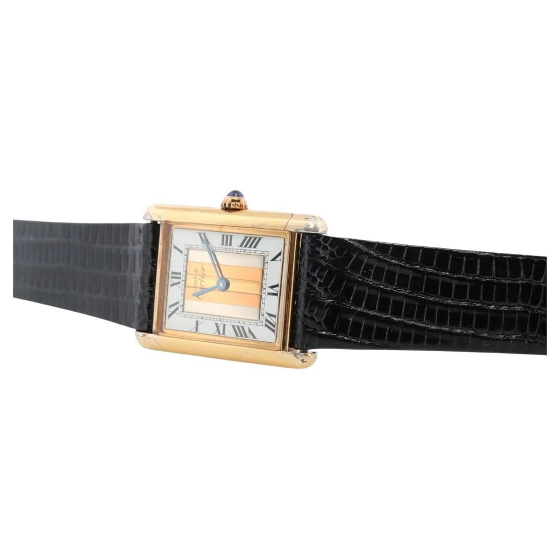 Vintage Must De Cartier Trinity Tank Watch. 925 Vermeil Argent Tricolor Tank.