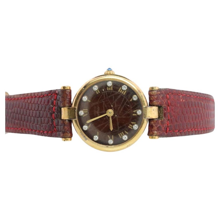 Vintage Must de Cartier Vendome DIAMOND ARGENT Cartier 925 Vermeil  Quartz