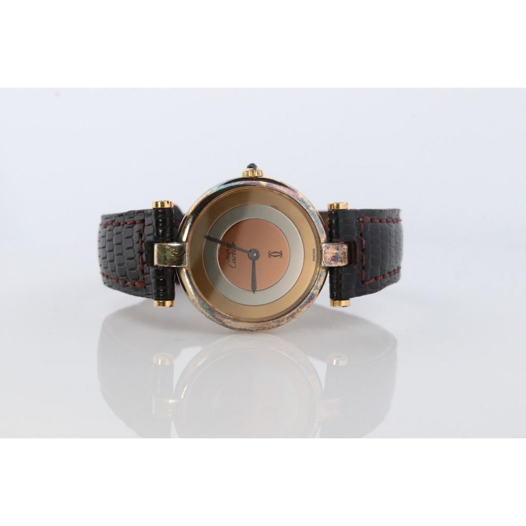Must de Cartier Vendome Trinity-Uhr, Vintage. ARGENT Cartier 925 Vermeil-Quarz 1