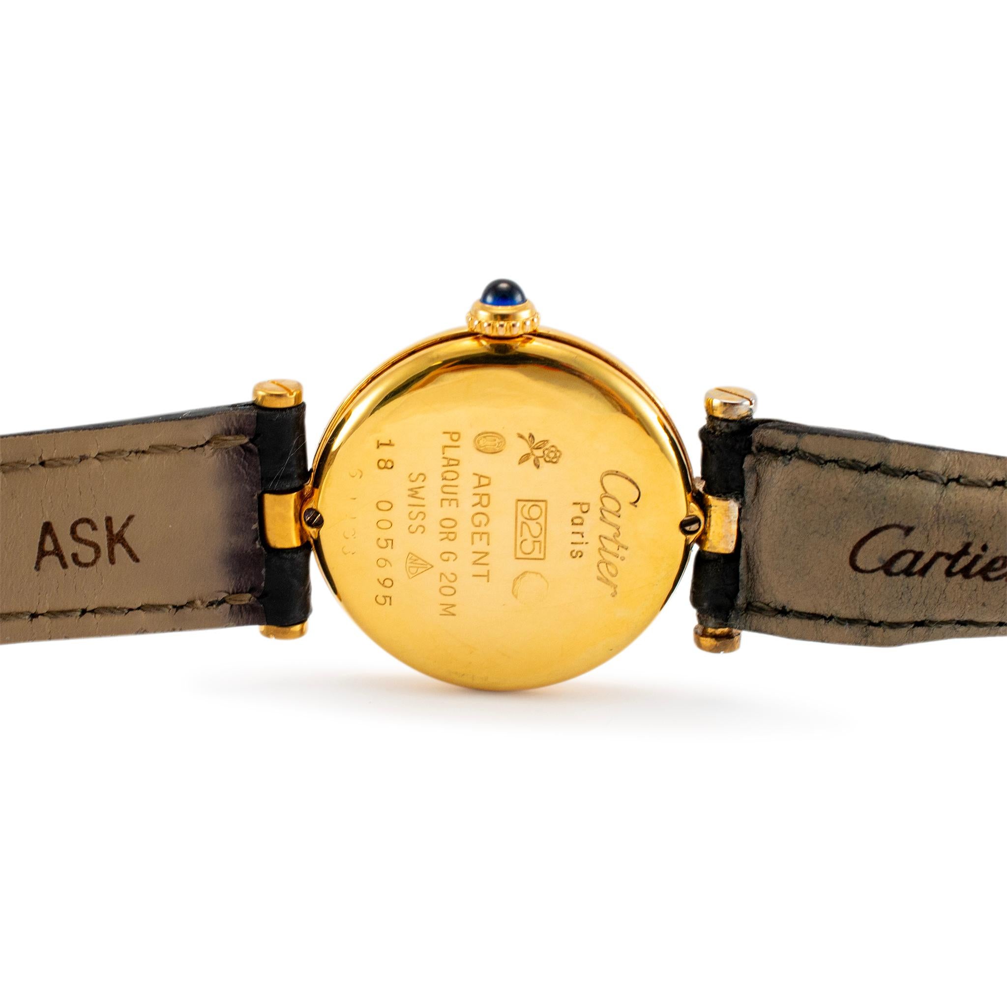 Must de Cartier Vendome Vermeil Quartz 925 Argental Plaque Orologio da donna vintage In condizioni ottime a Houston, TX
