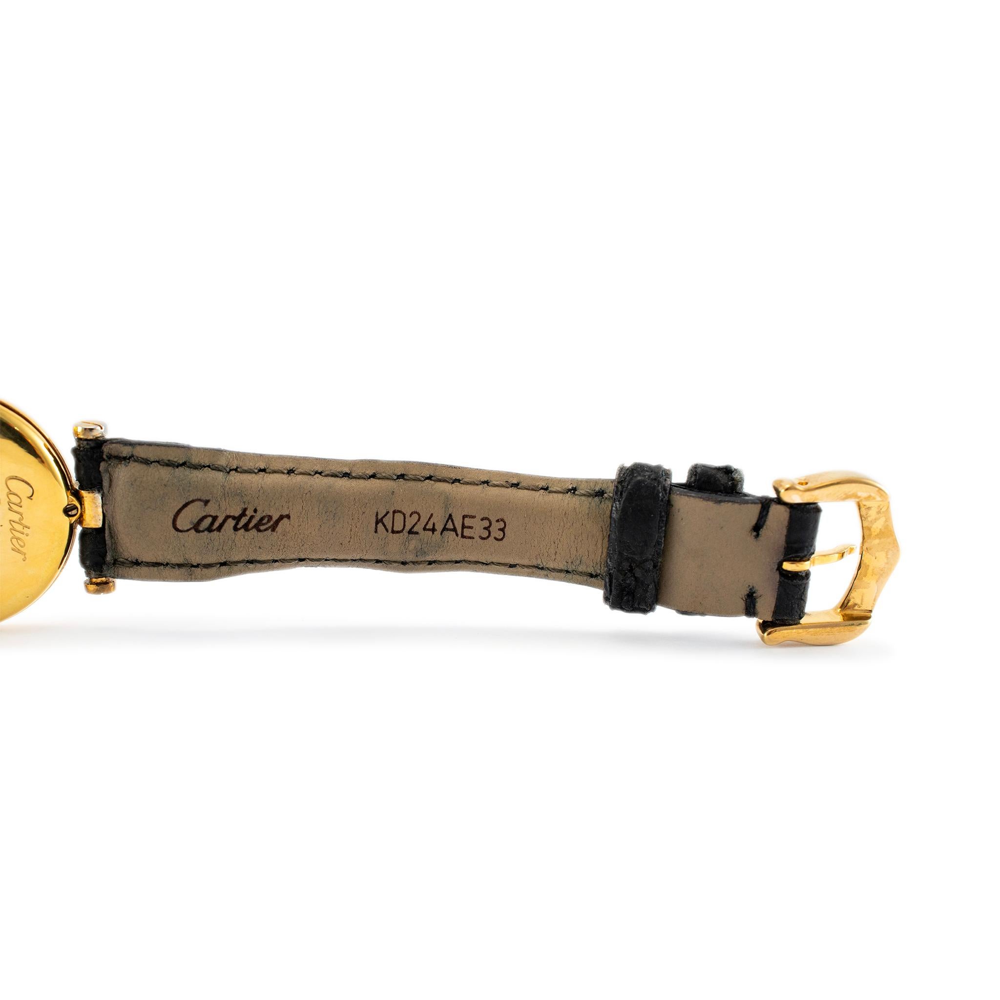 Donna Must de Cartier Vendome Vermeil Quartz 925 Argental Plaque Orologio da donna vintage