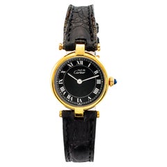 Must de Cartier Vendome Vermeil Quartz 925 Argental Plaque Orologio da donna vintage