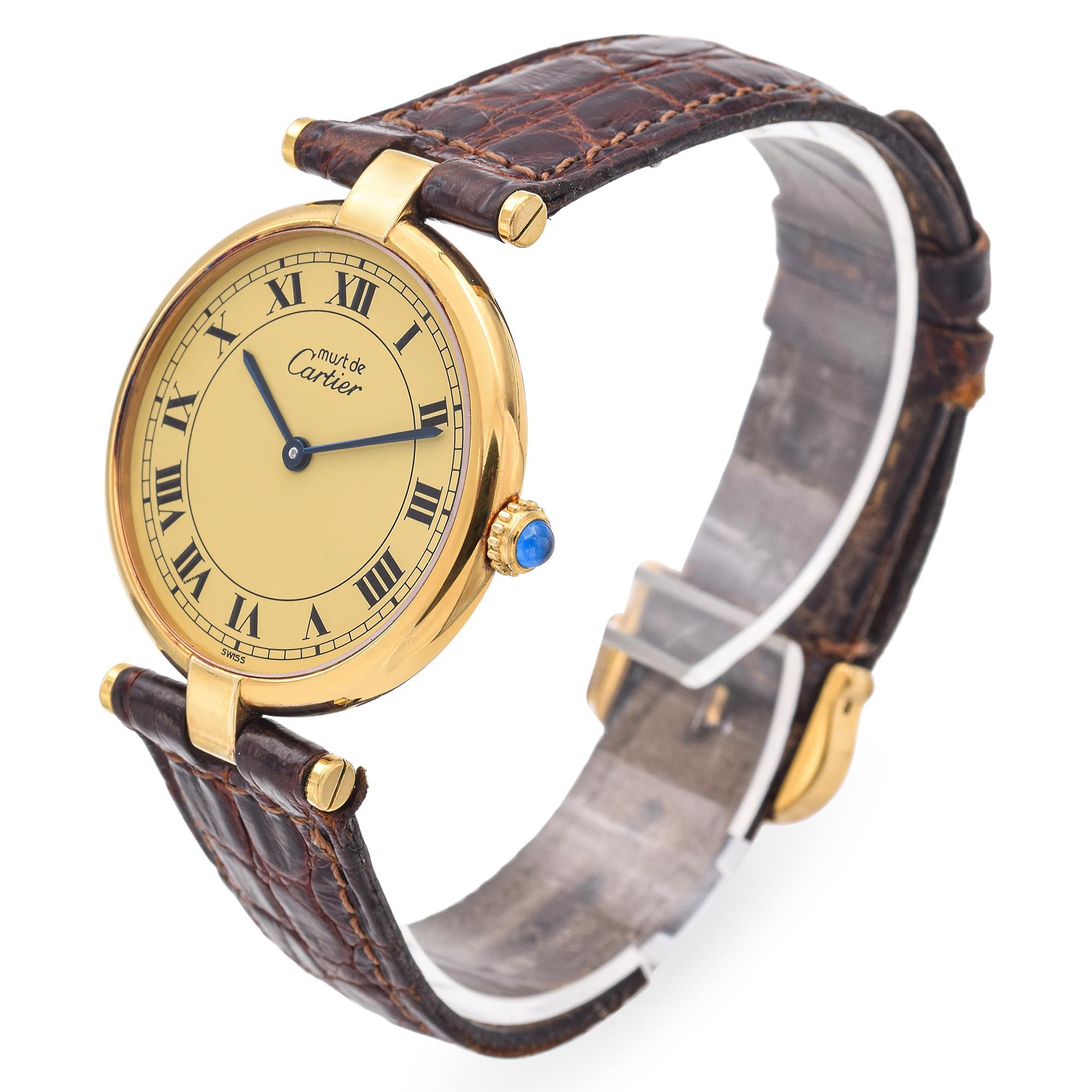 Must De Cartier Montre Vendome Vermeil vintage Bon état à New York, NY