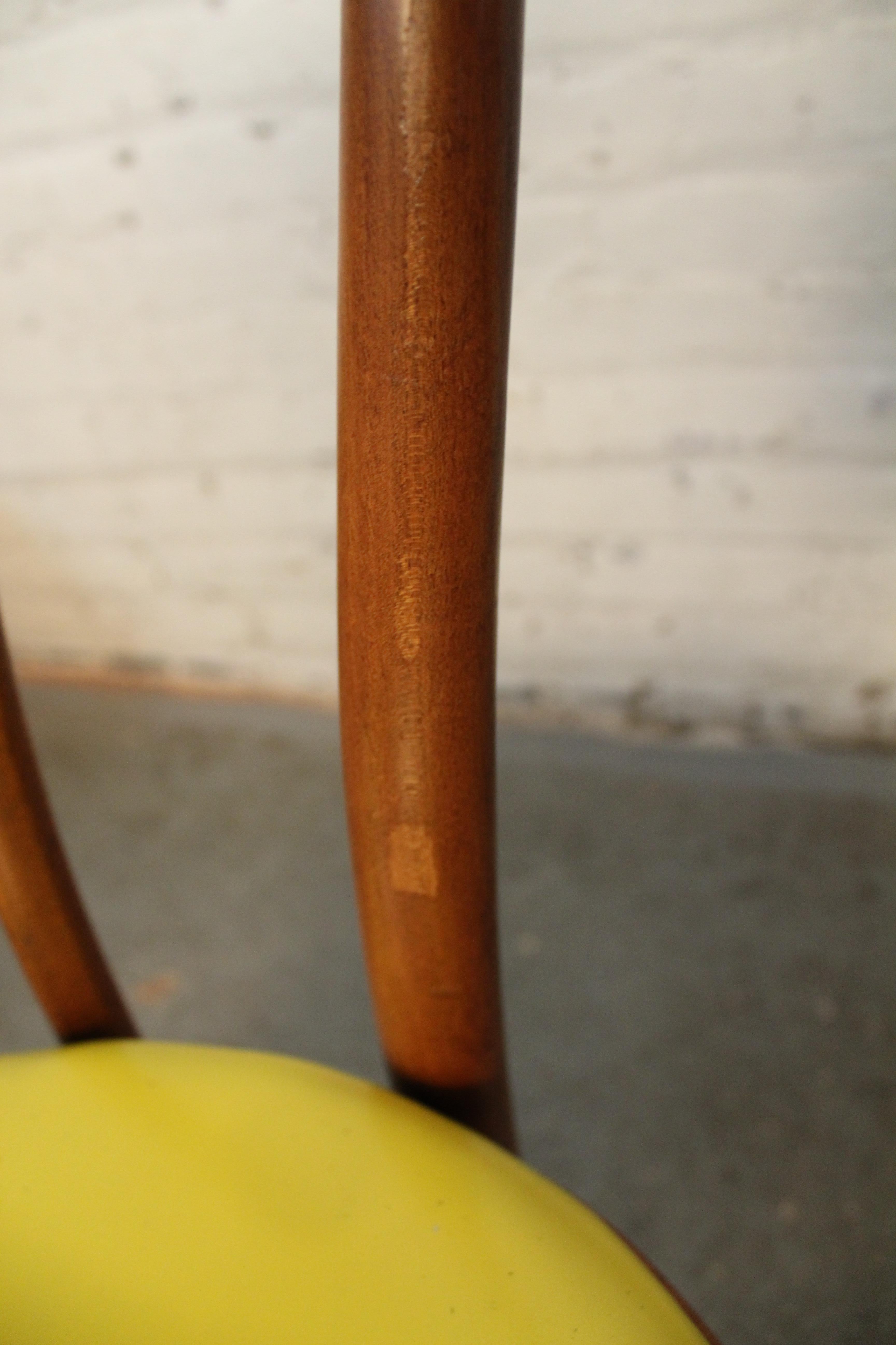 Vintage Mustard Leatherette Bentwood Bistro Chairs after Thonet For Sale 4